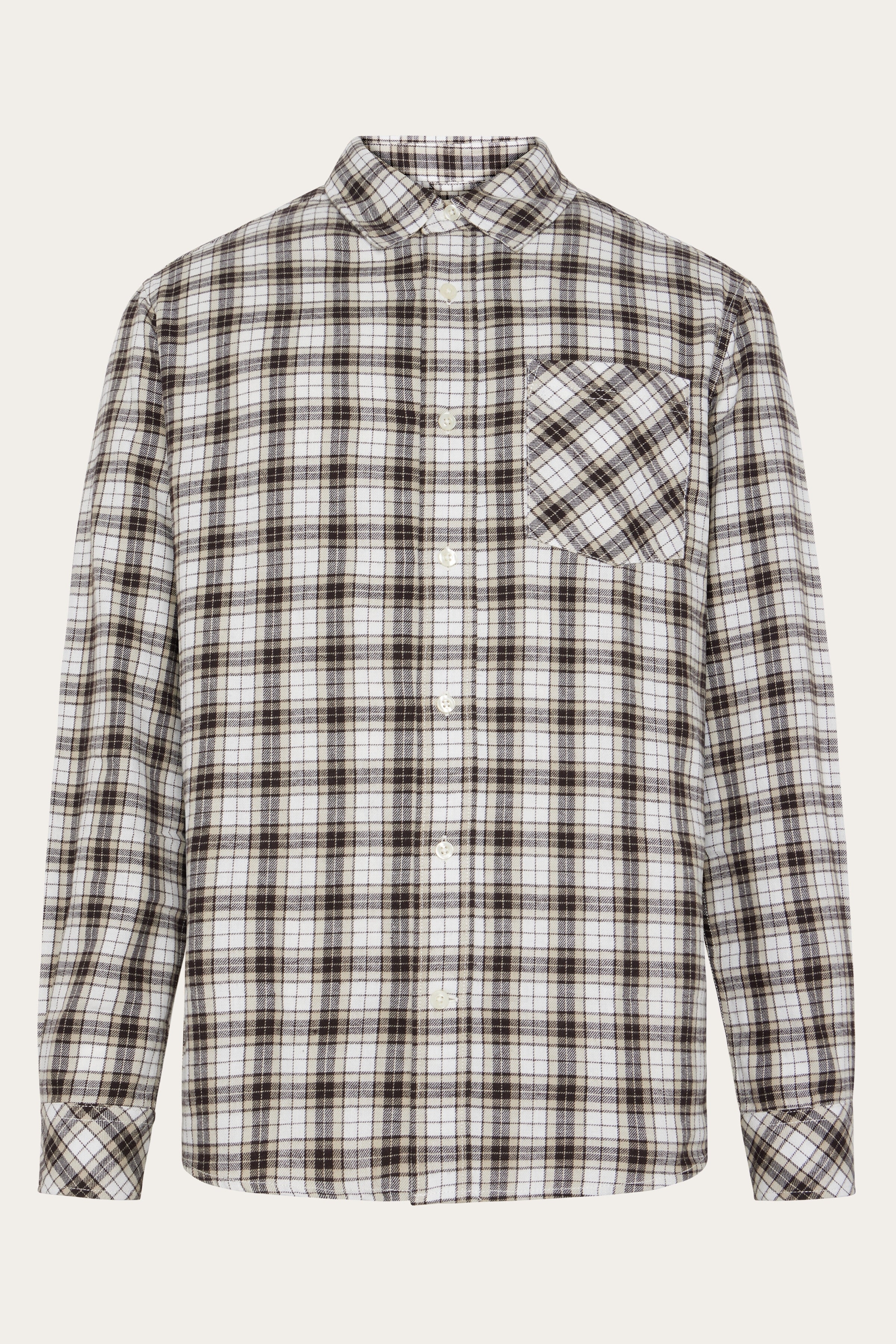 KnowledgeCotton Apparel Herren vegan Hemd Flanell Kariert Braun
