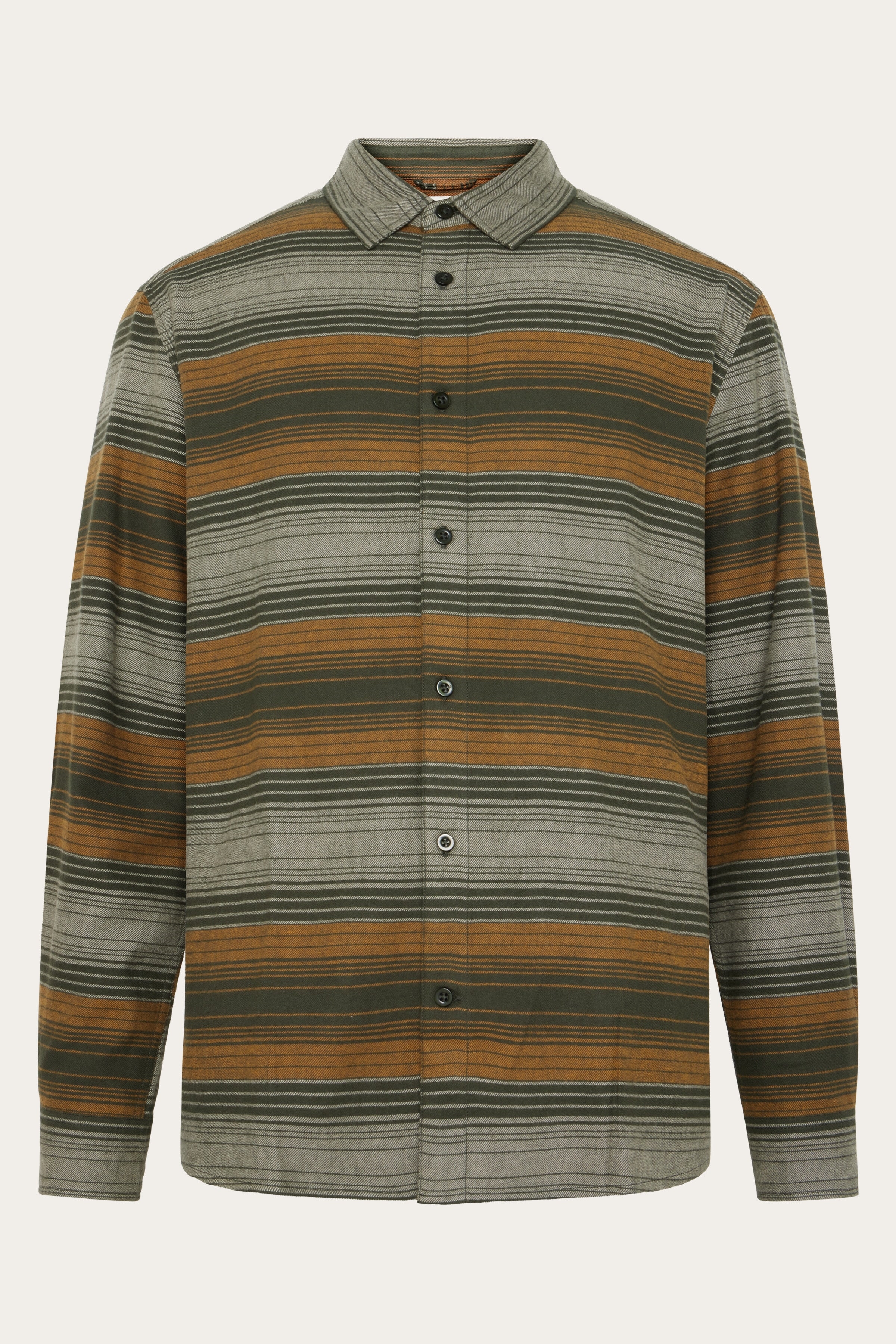 KnowledgeCotton Apparel Herren vegan Hemd Flanell Kariert GrÃ¼n Gestreift