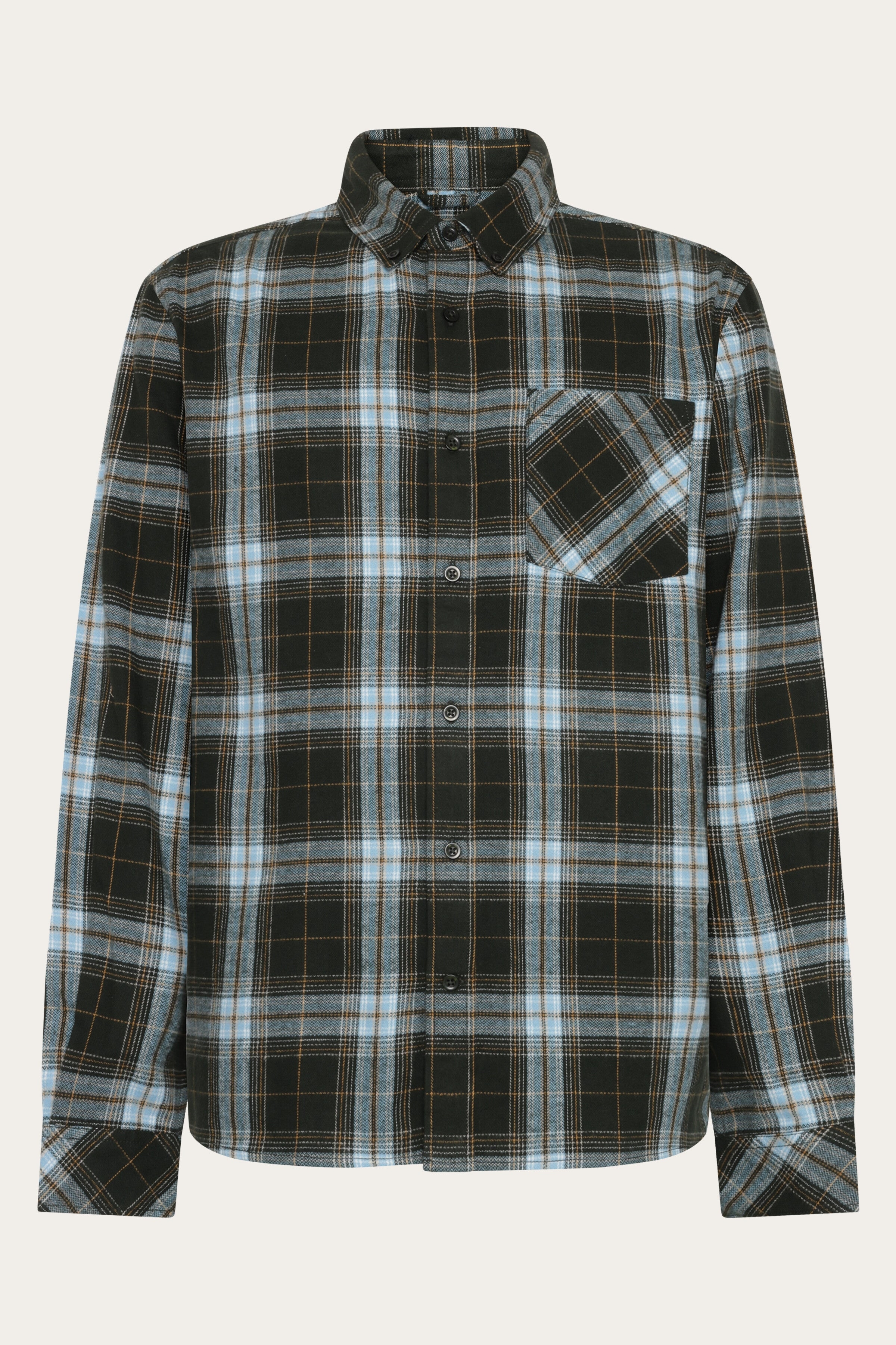 KnowledgeCotton Apparel Herren vegan Hemd Flanell Dune Regular Karo GrÃ¼n