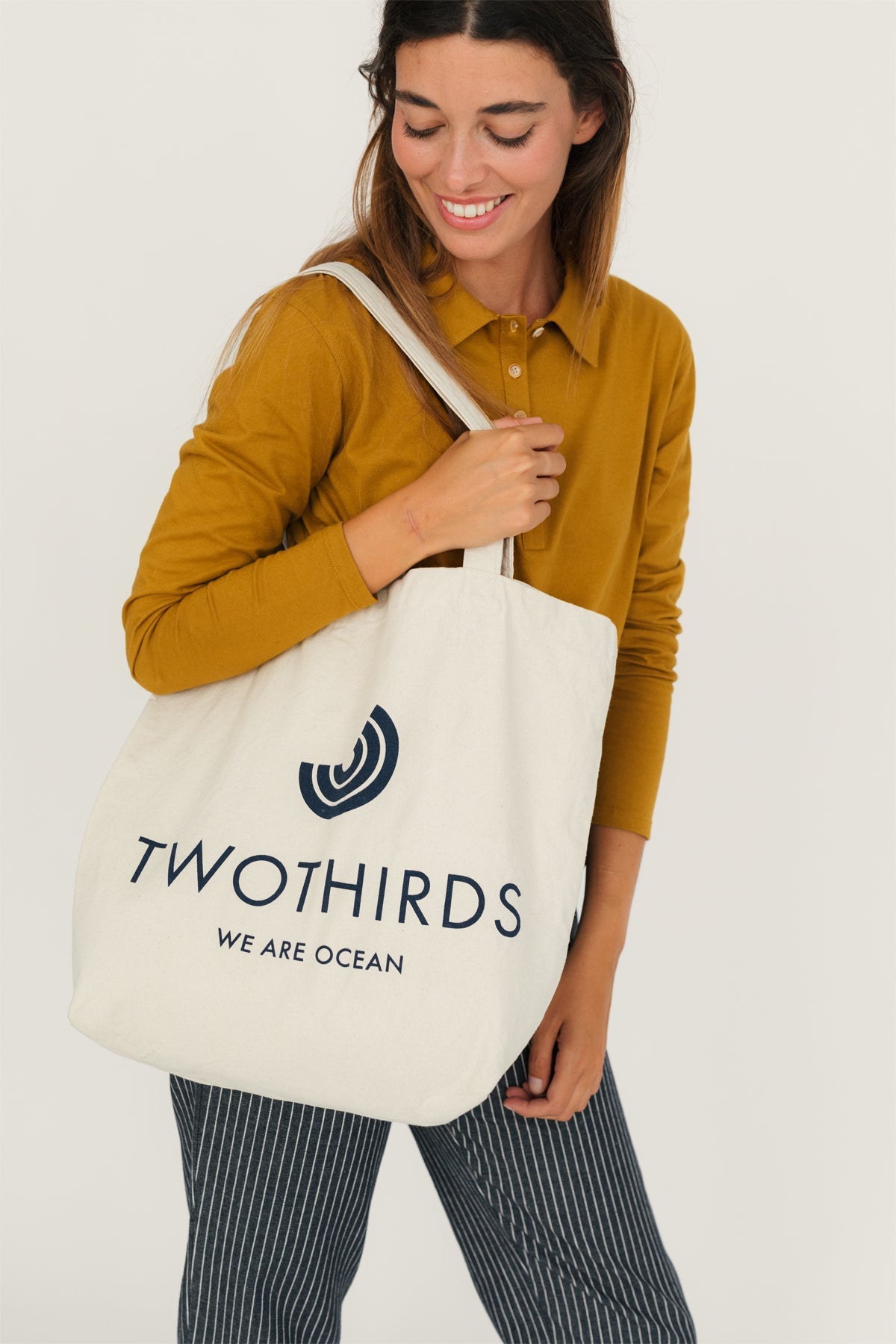 TWOTHIRDS womens vegan Tote Bag Twothirds Logo Ecru