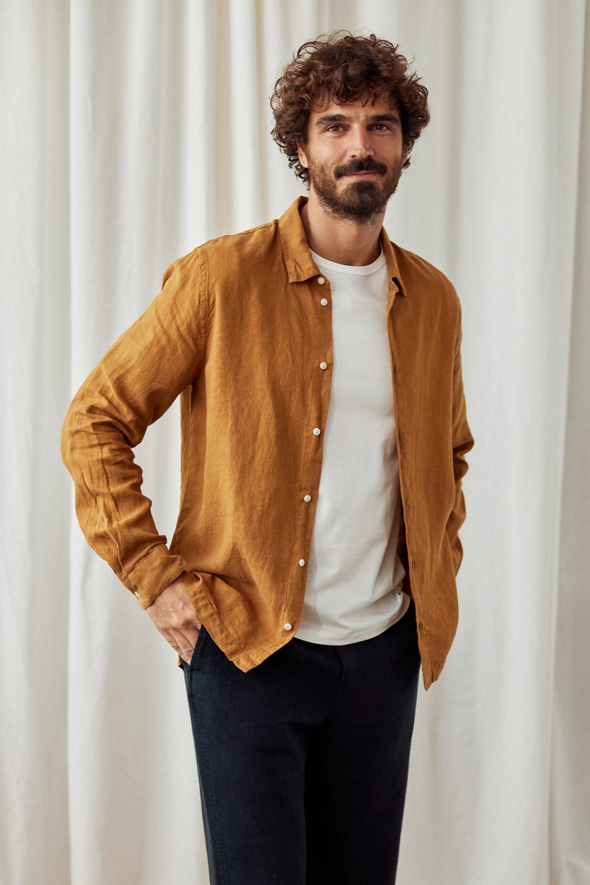 TWOTHIRDS Herren vegan Hemd Northbrook Golden Brown