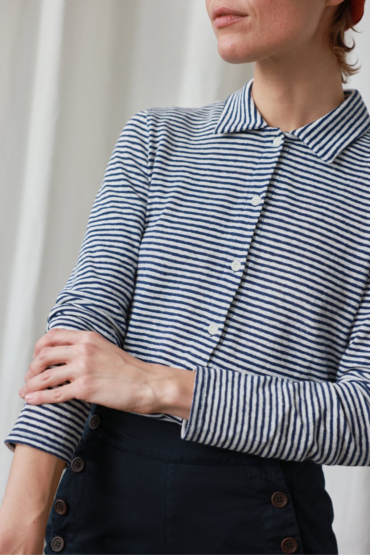 TWOTHIRDS Shirt Tokunoshima Navy Stripes
