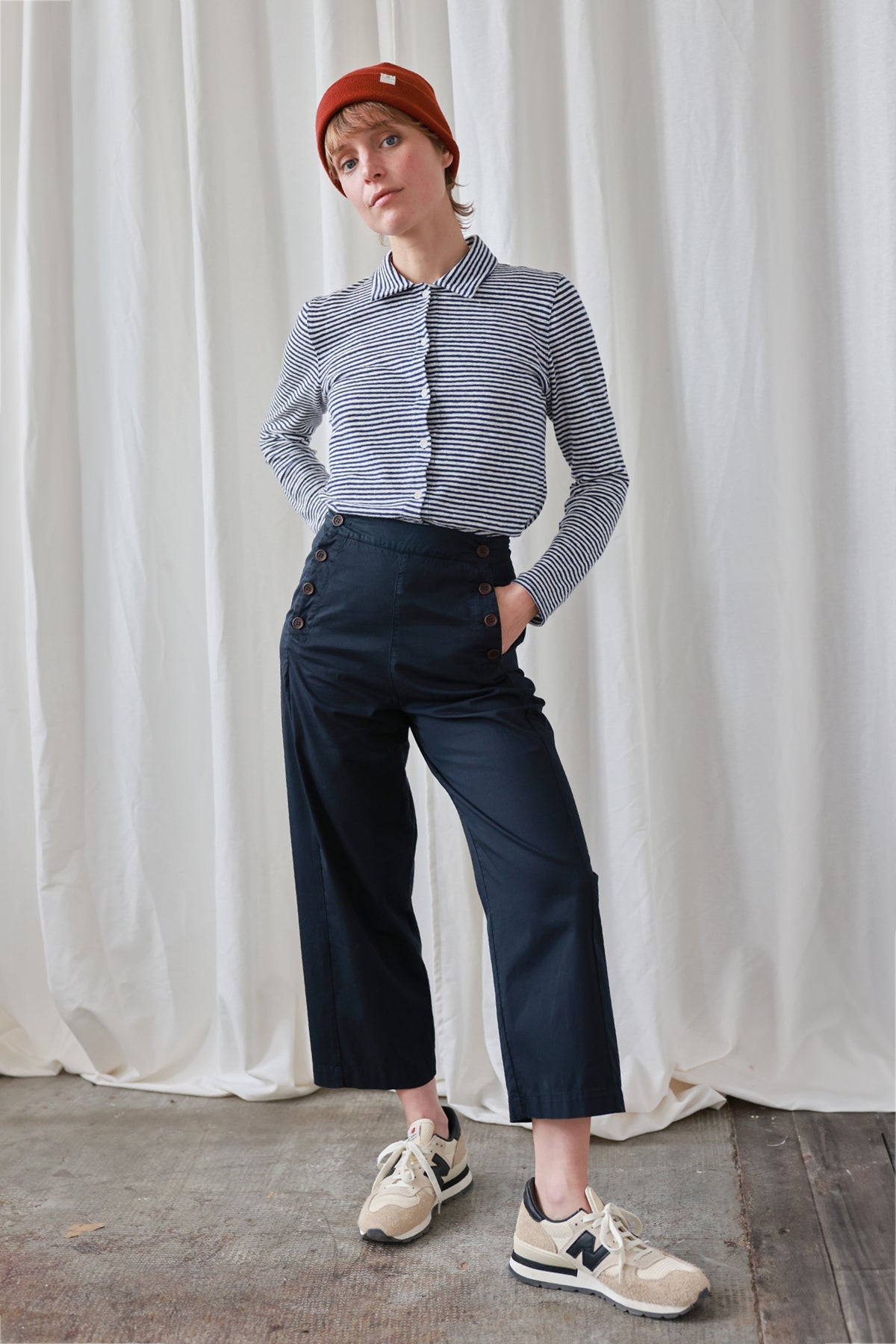 TWOTHIRDS Shirt Tokunoshima Navy Stripes