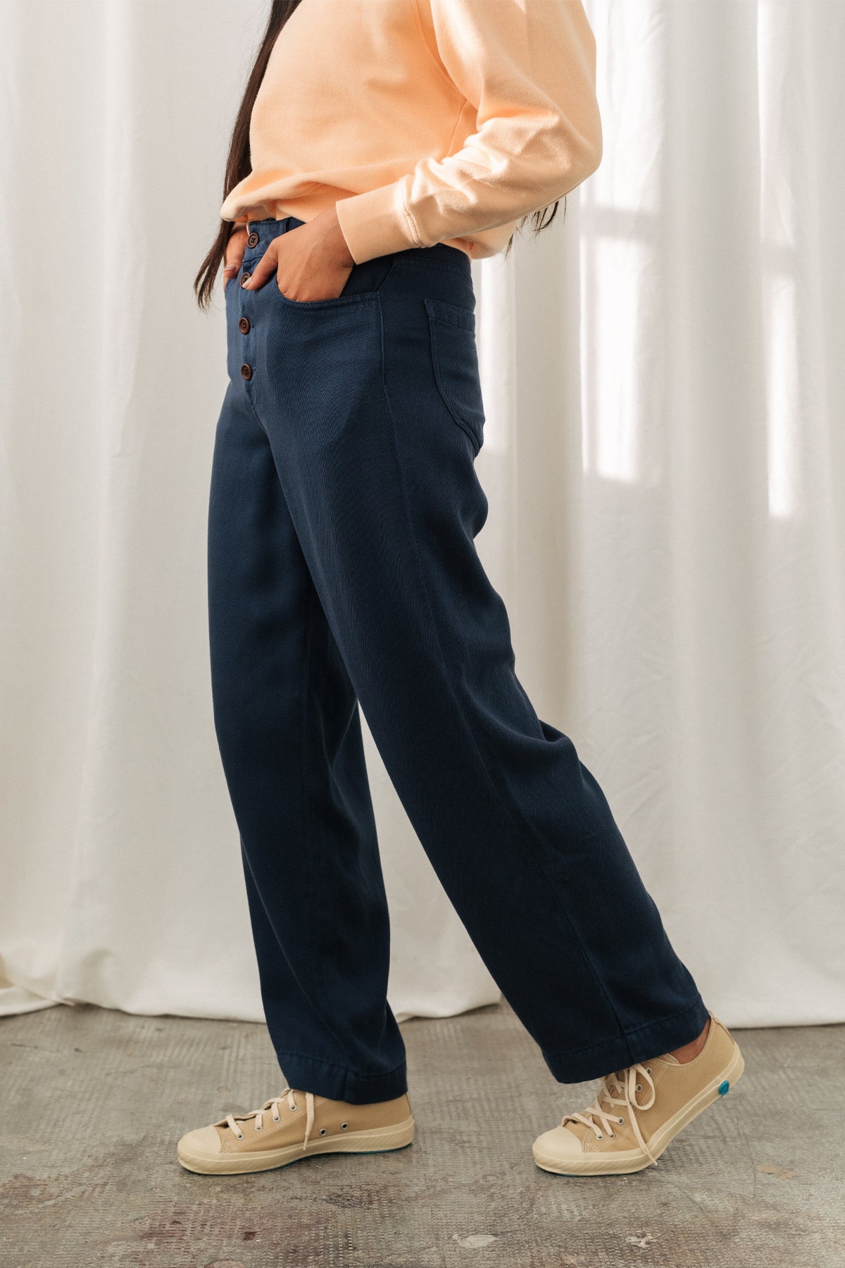 TWOTHIRDS Damen vegan Hose Hisaka Washed Navy