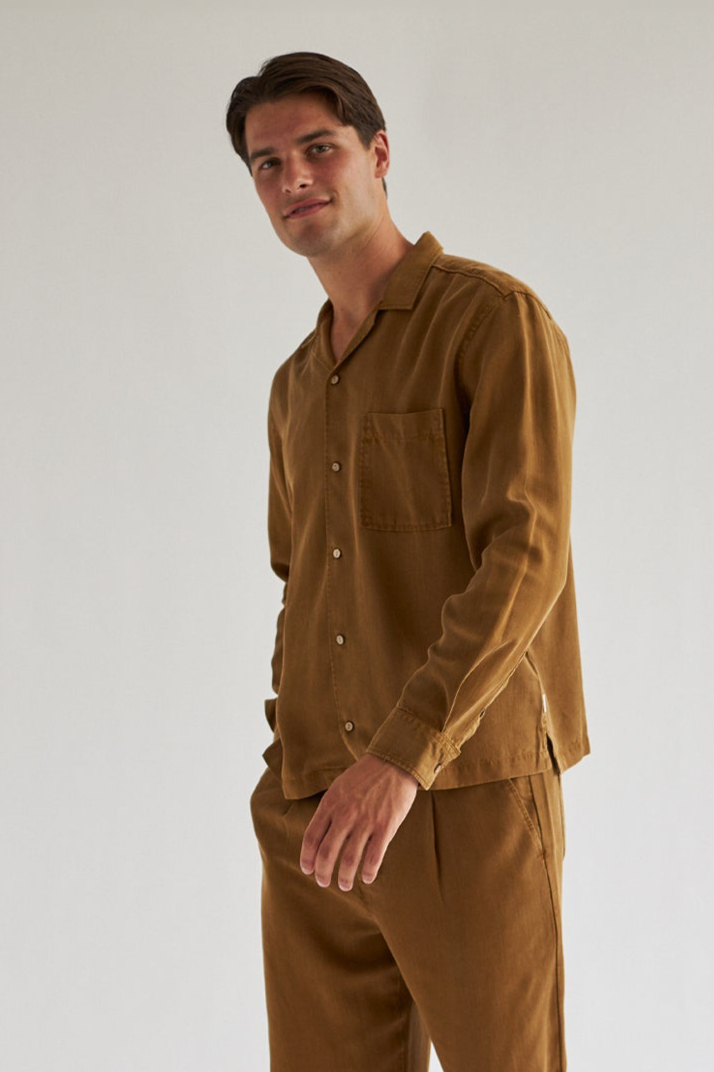 TWOTHIRDS Herren vegan Hemd Nuku Hiva Bronze Braun