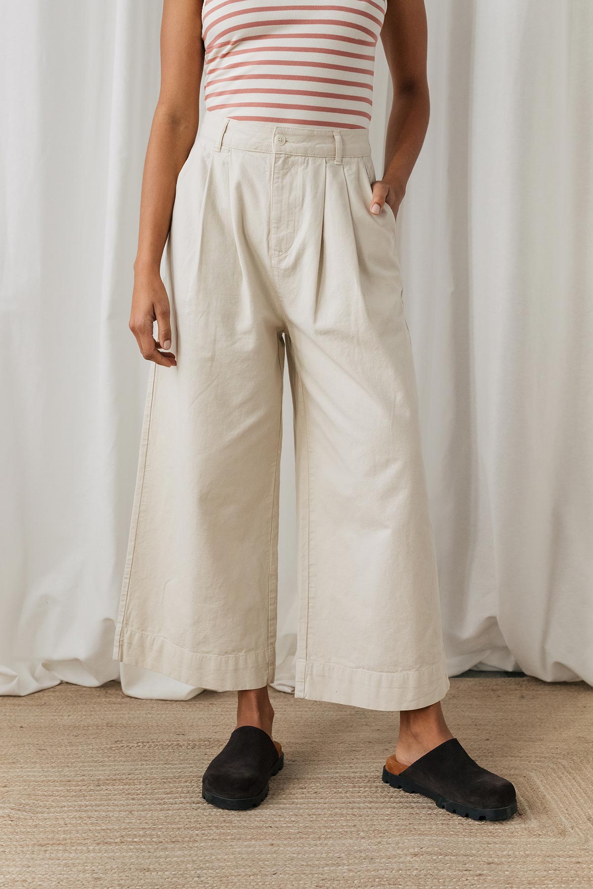 Image of TWOTHIRDS dames vegan Broek Sandhamn Sand Stone Ecru