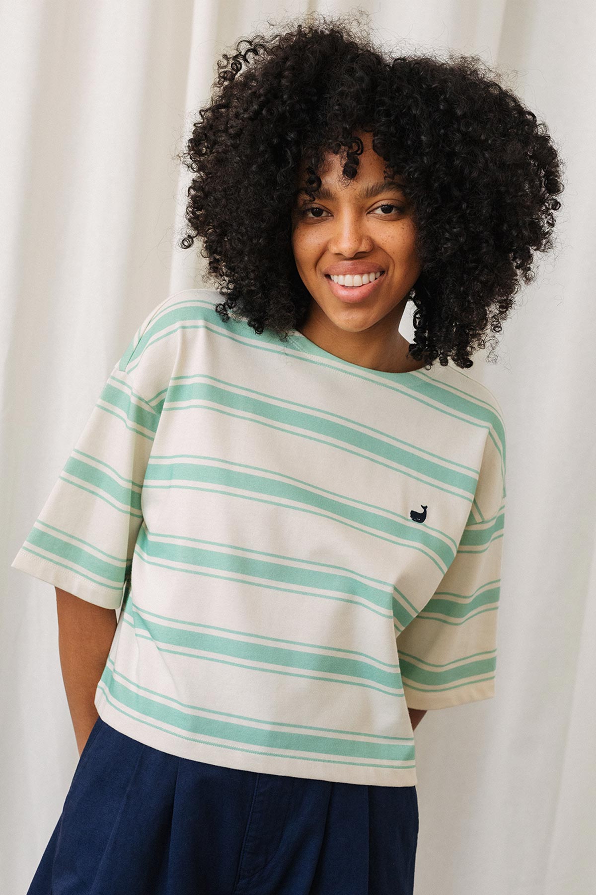 Image of TWOTHIRDS dames vegan T-Shirt Fingal Mint Leaf Stripes