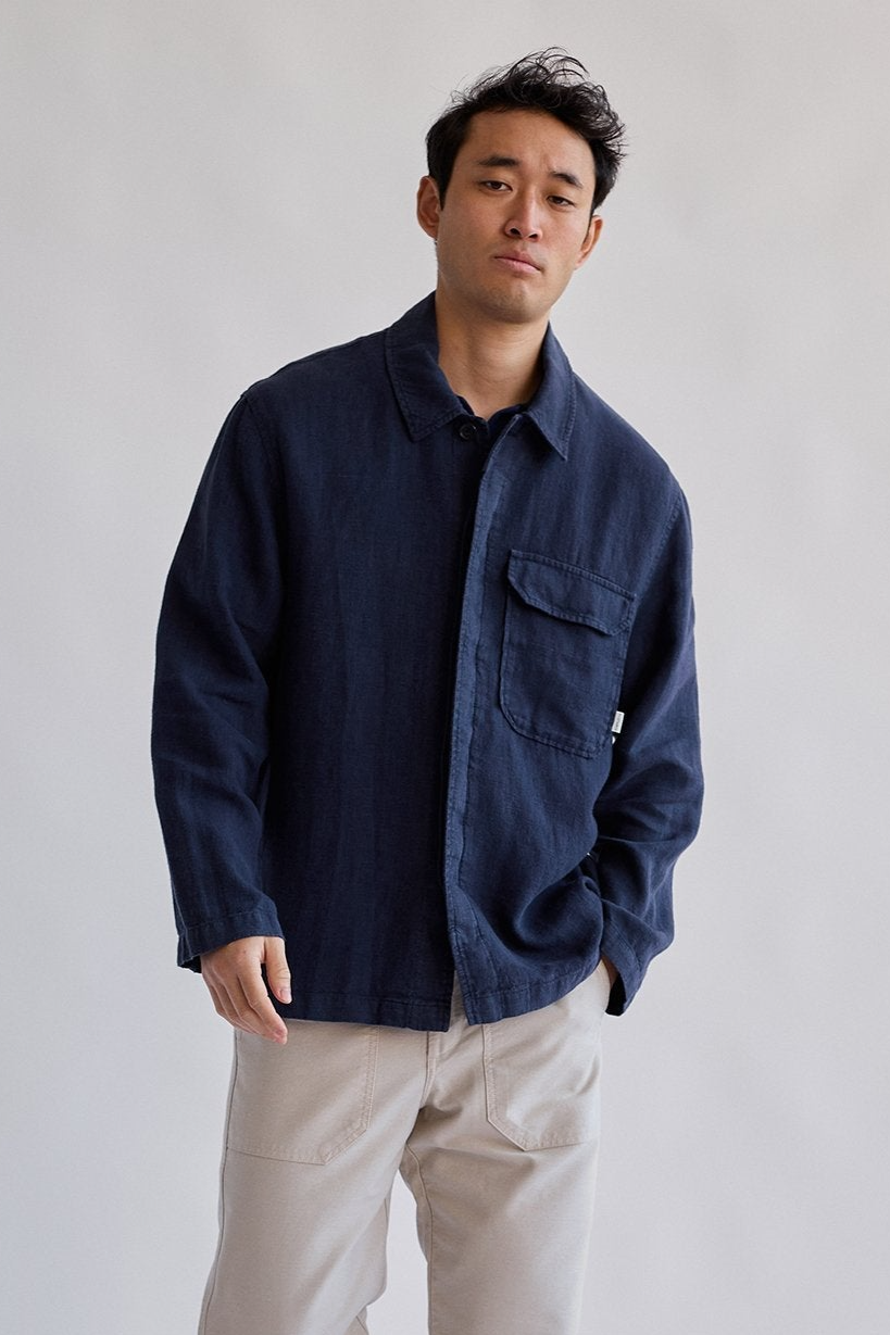 TWOTHIRDS men vegan Overshirt Walpole Navy Blue