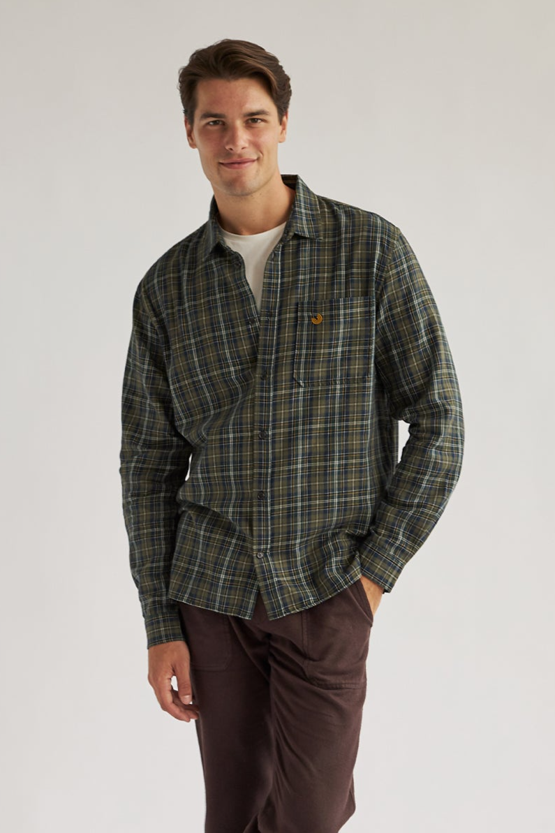 TWOTHIRDS Herren vegan Hemd Laytown GrÃ¼n & Marine