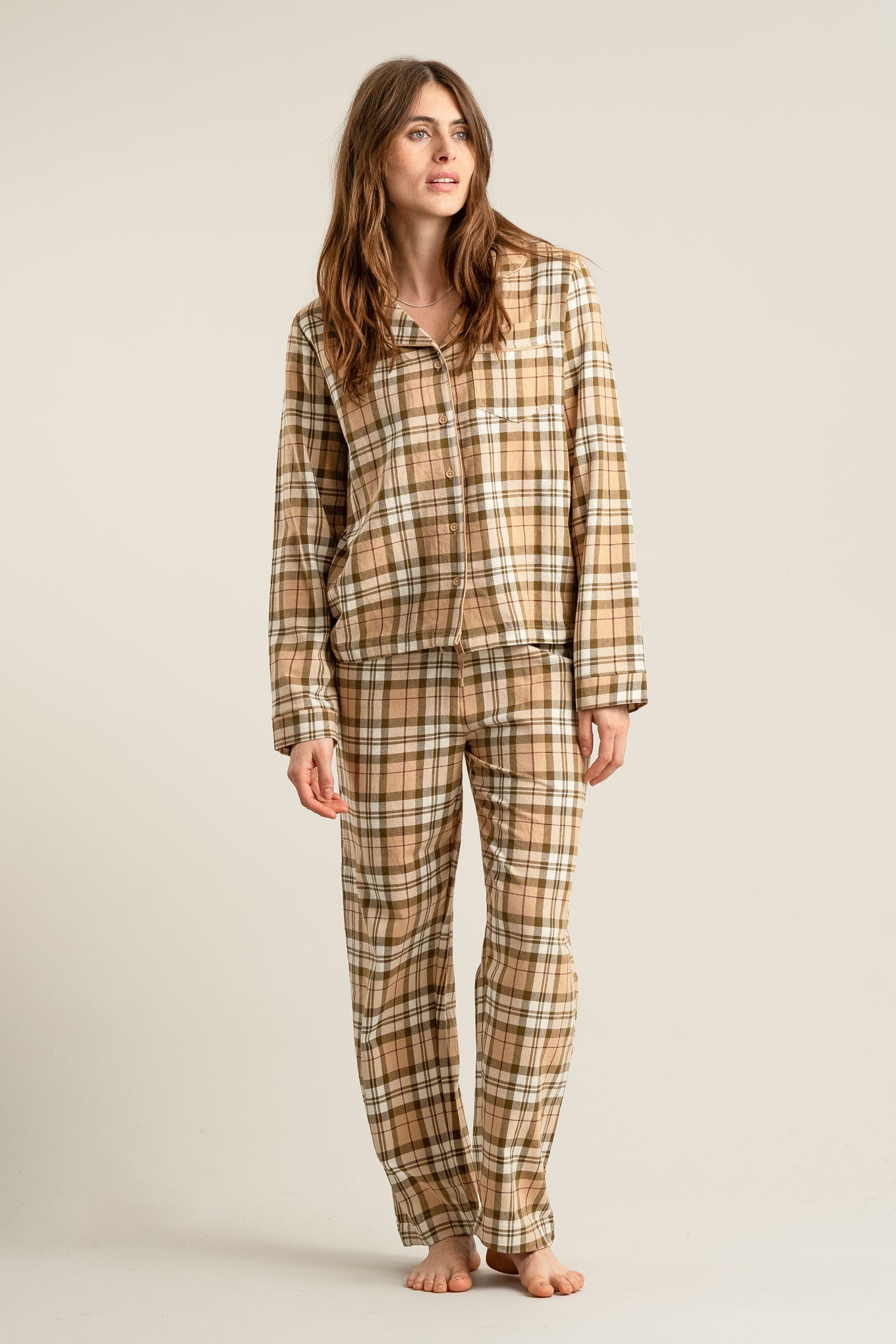 KOMODO Damen vegan Pyjama Set Jim Jam Sand