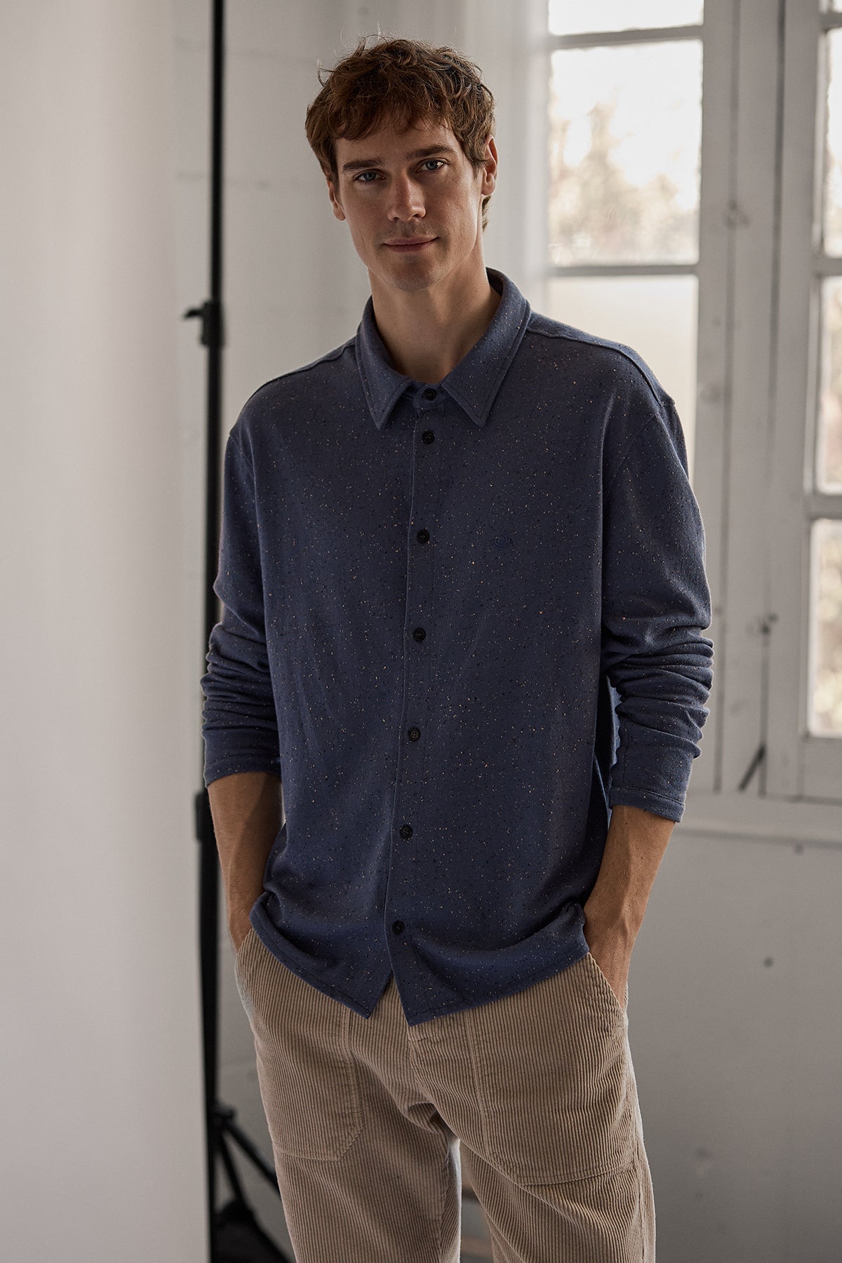 TWOTHIRDS Herren vegan Hemd Bleiksoya Vintage Indigo