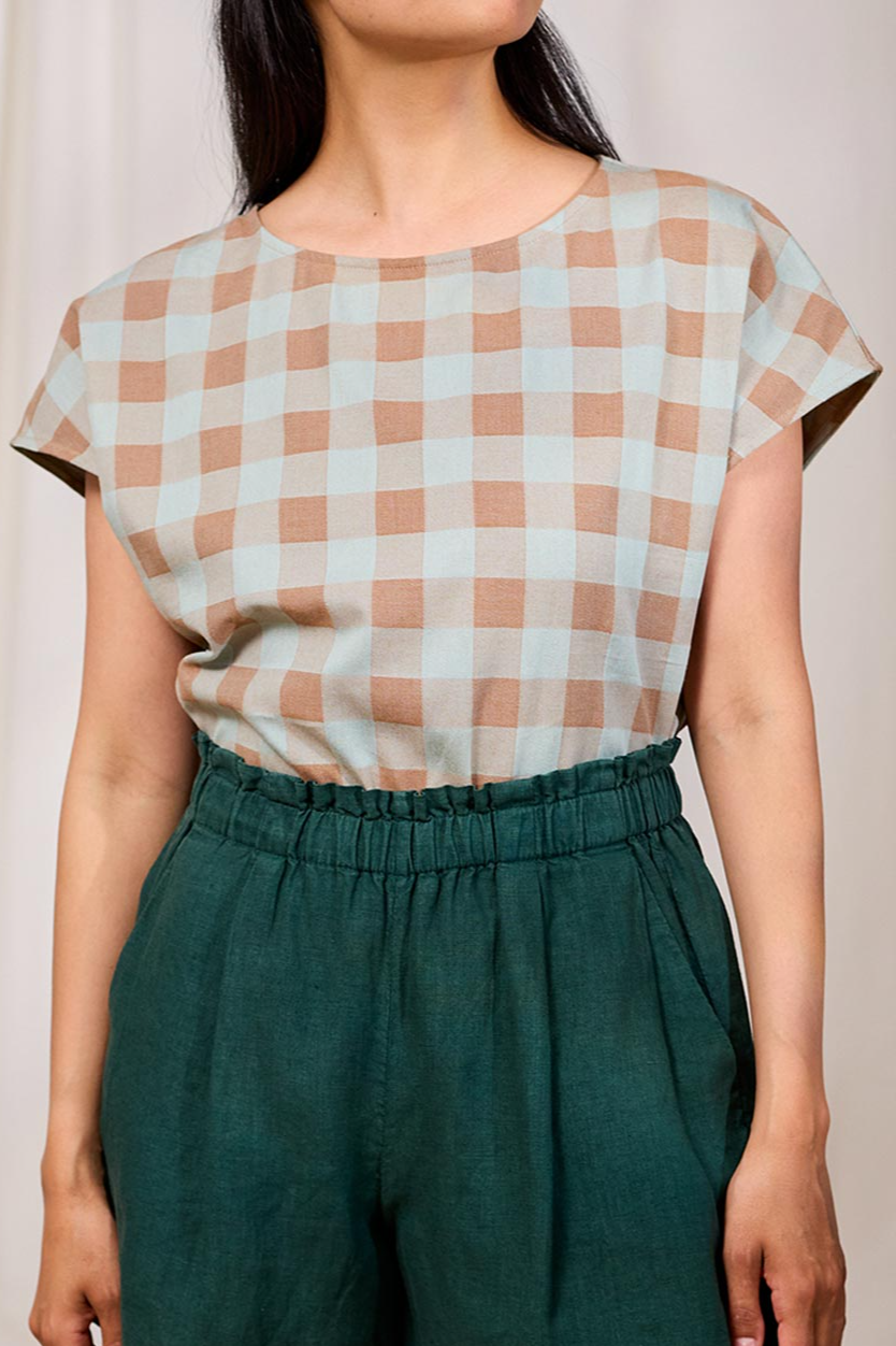 Image of TWOTHIRDS dames vegan Top Castell Bicolour Checks Print