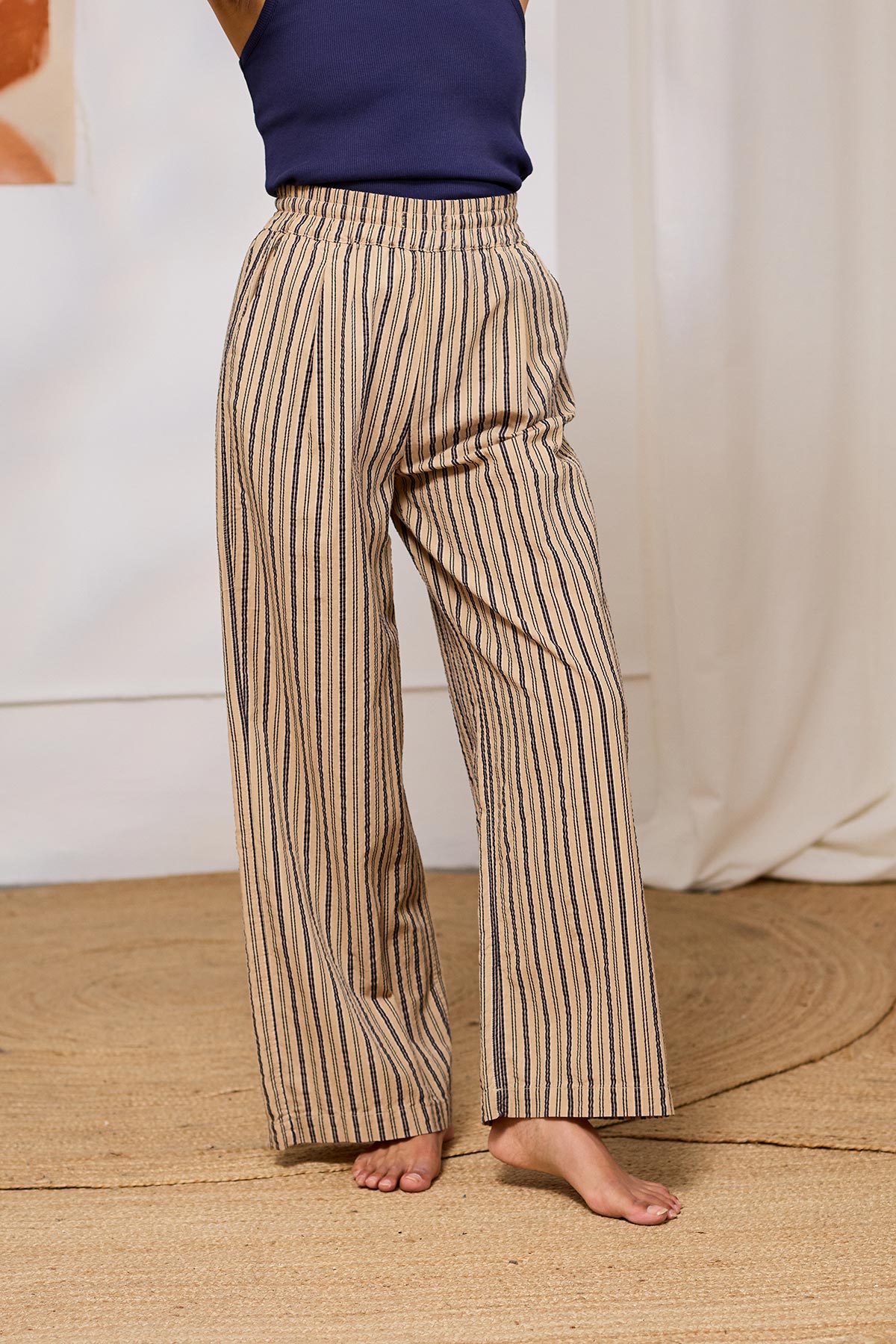 Image of TWOTHIRDS dames vegan Broek Macarella Marine Strepen
