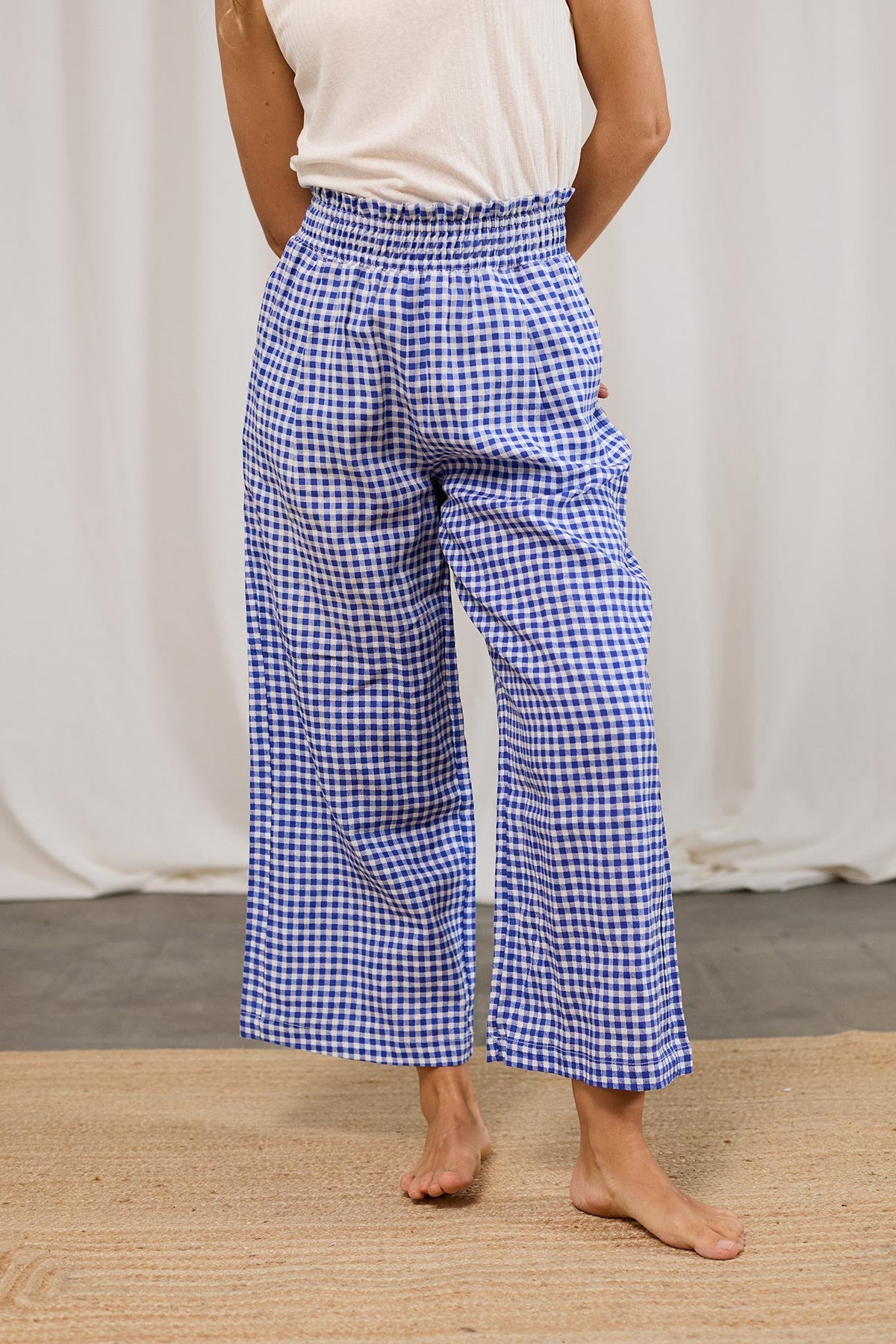 TWOTHIRDS Damen vegan Hose Marianne Vichy Blau