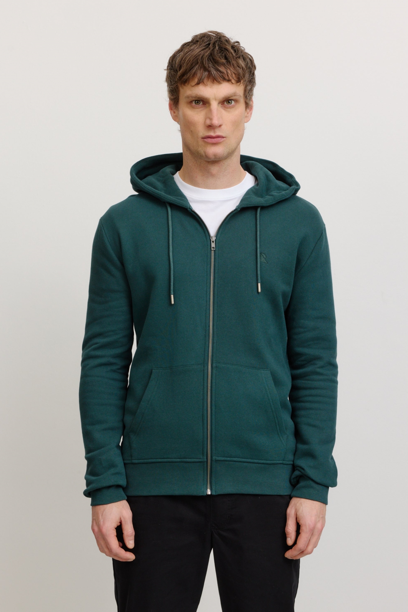 Recolution Herren vegan Hoodie Mit ReiÃŸverschluss Birke TiefgrÃ¼n