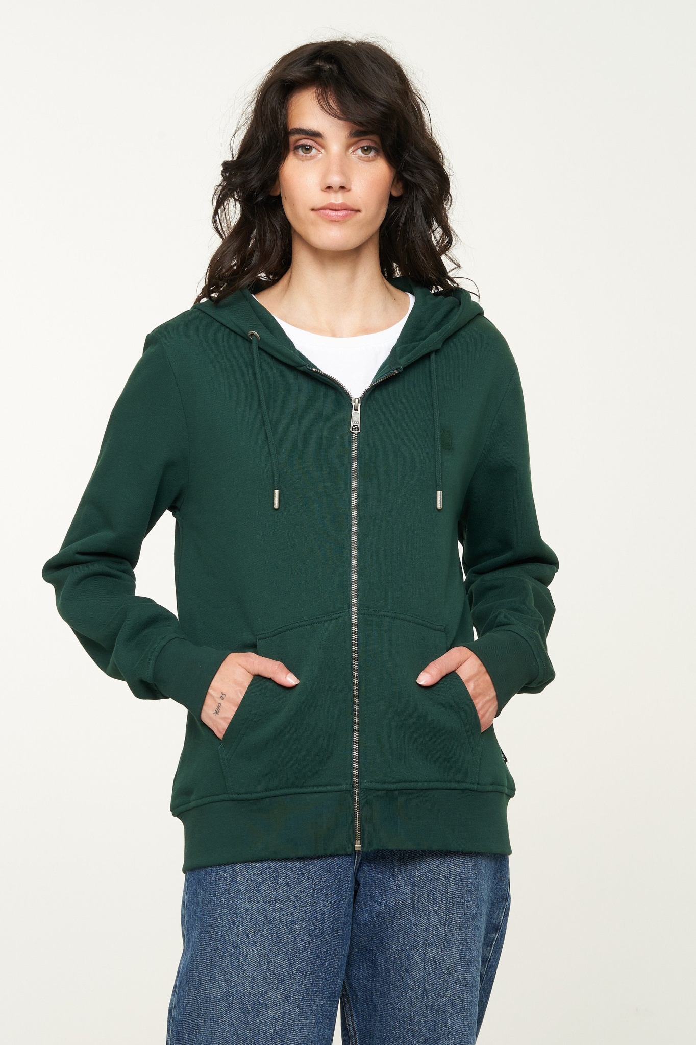 Recolution Damen vegan Sweatjacke Dahlia DunkelgrÃ¼n