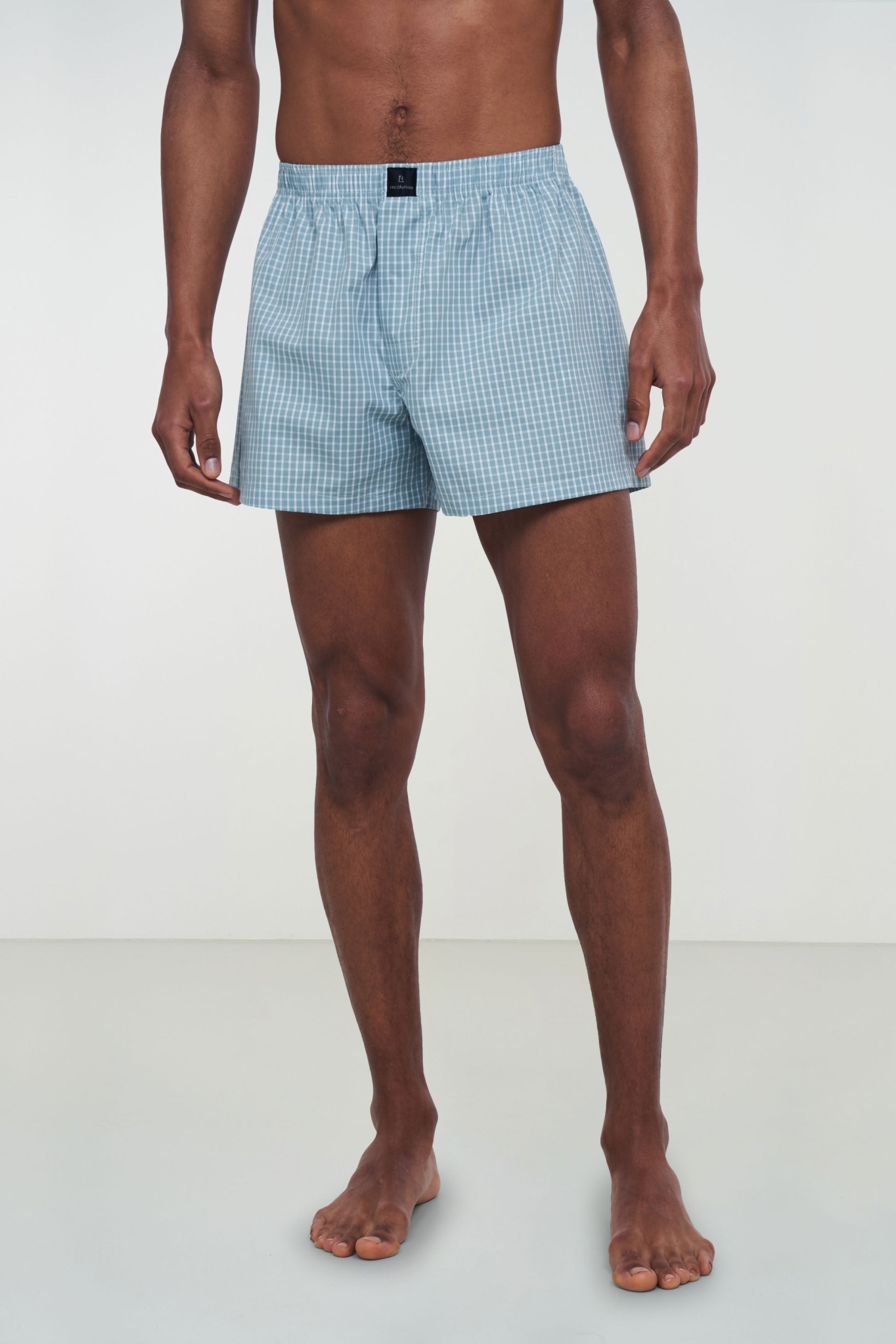 Recolution men vegan Boxers Amargo Check Mineral Blue/White