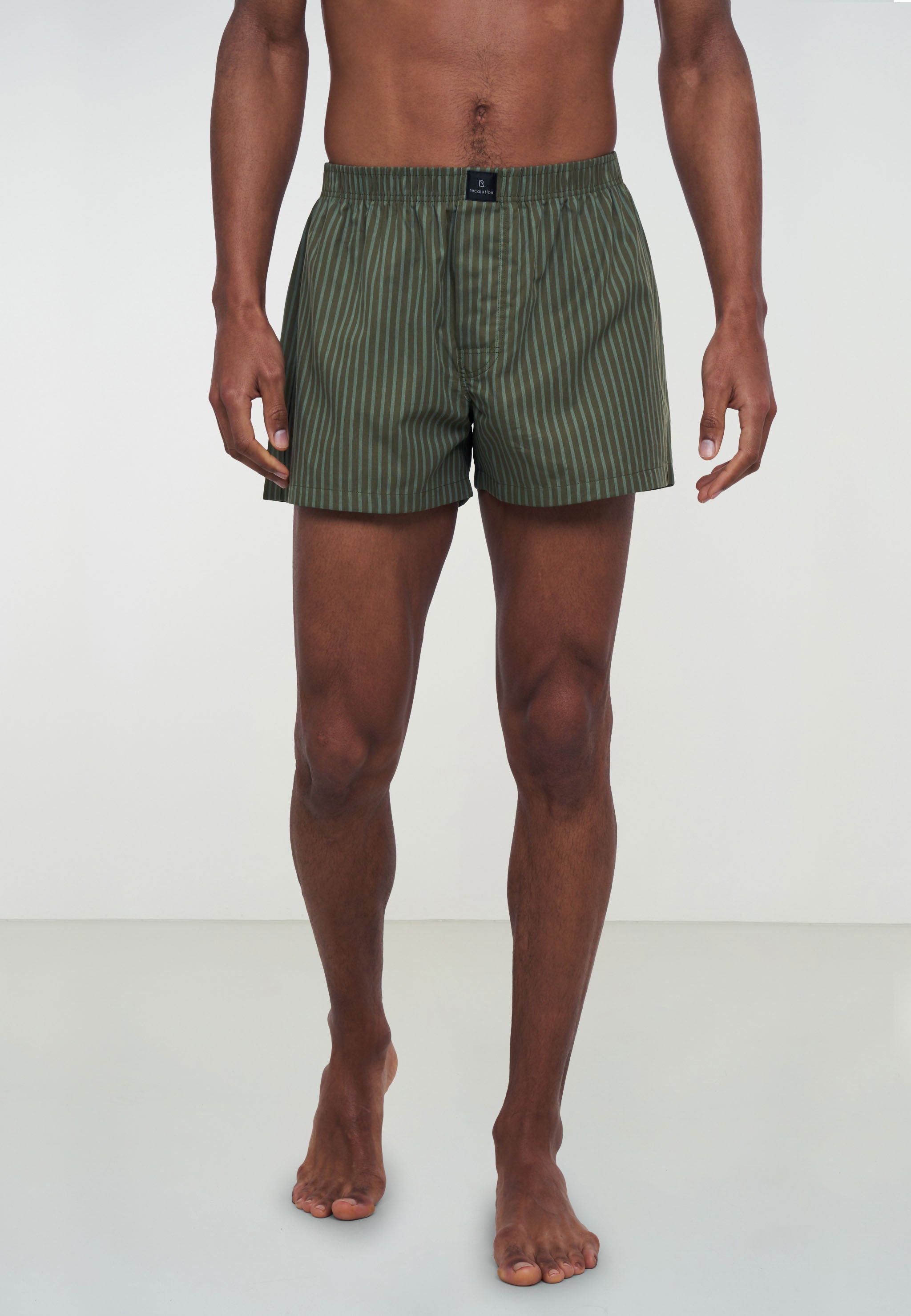 Recolution Boxershorts Amargo Stripes Dark Olive/Khaki