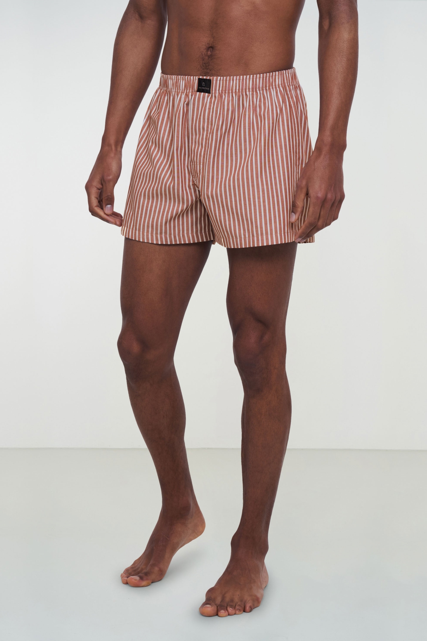 Recolution men vegan Boxershorts Amargo Stripes Orange/White