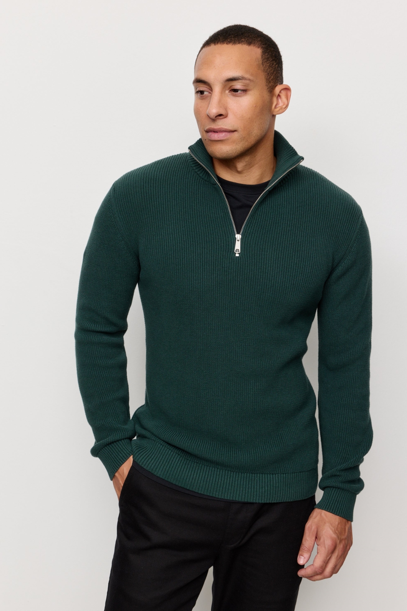 Recolution Herren vegan Pullover Strick Helantium Tiefgrün