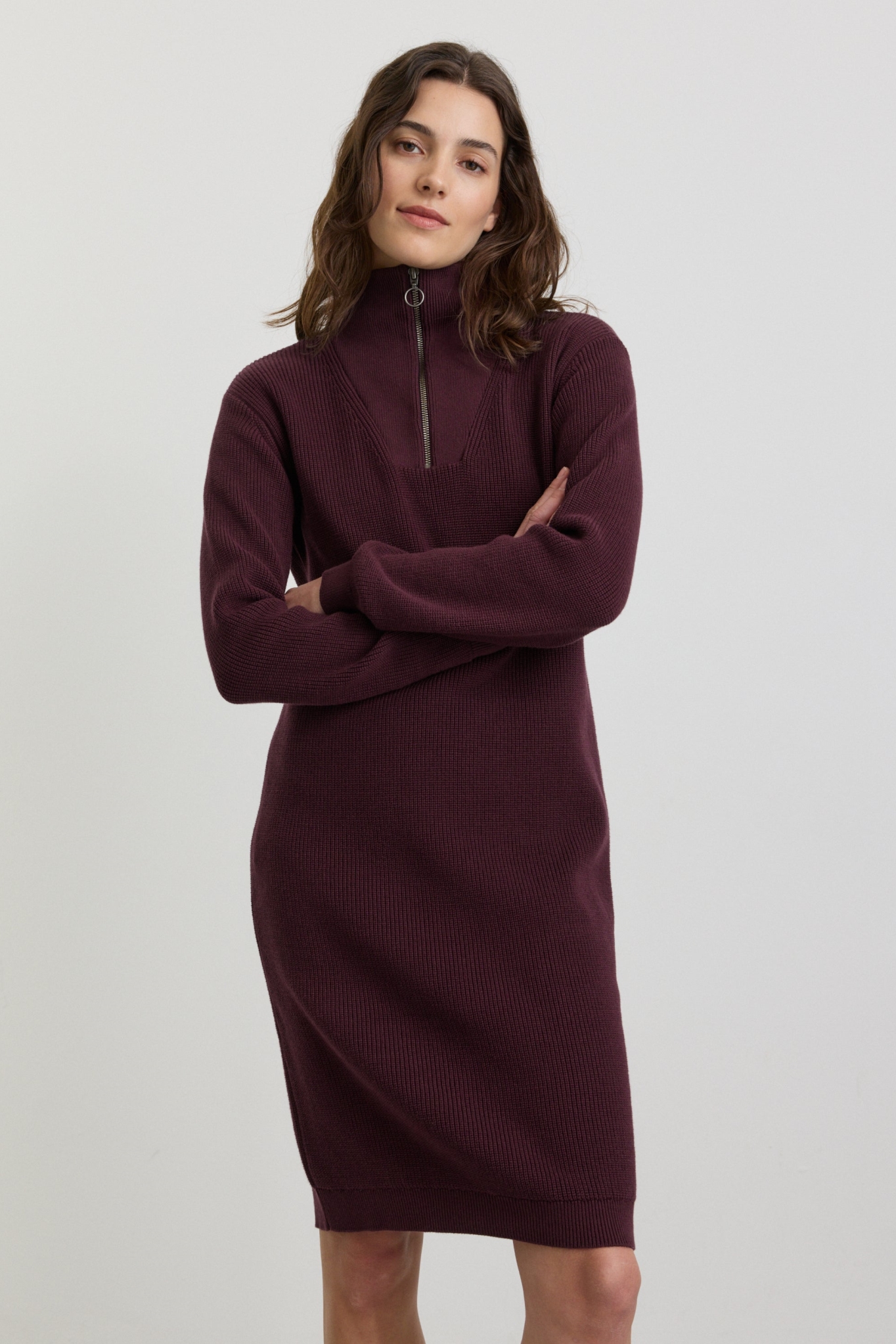 Recolution Damen vegan Kleid Stellera Dark Plum Gestrickt