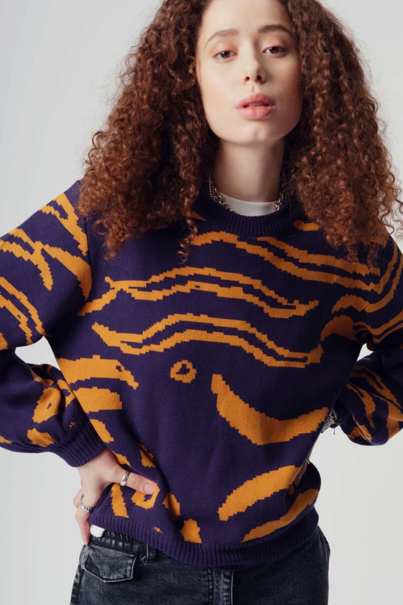 64156 - Damen vegan Pullover Tiger Hope Bio-Baumwolle Navy