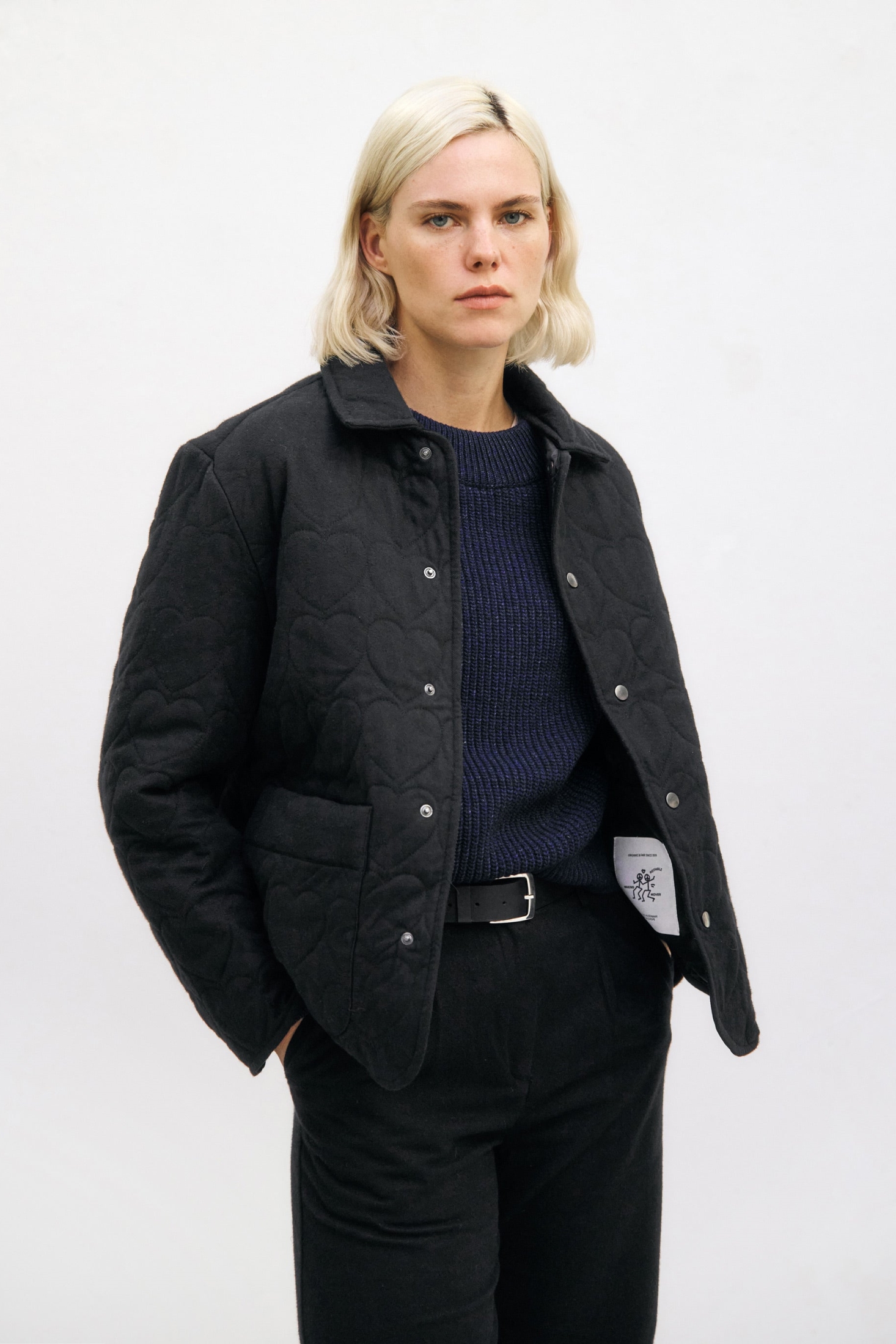 Rotholz Damen vegan Jacke Flanell Gesteppt Schwarz