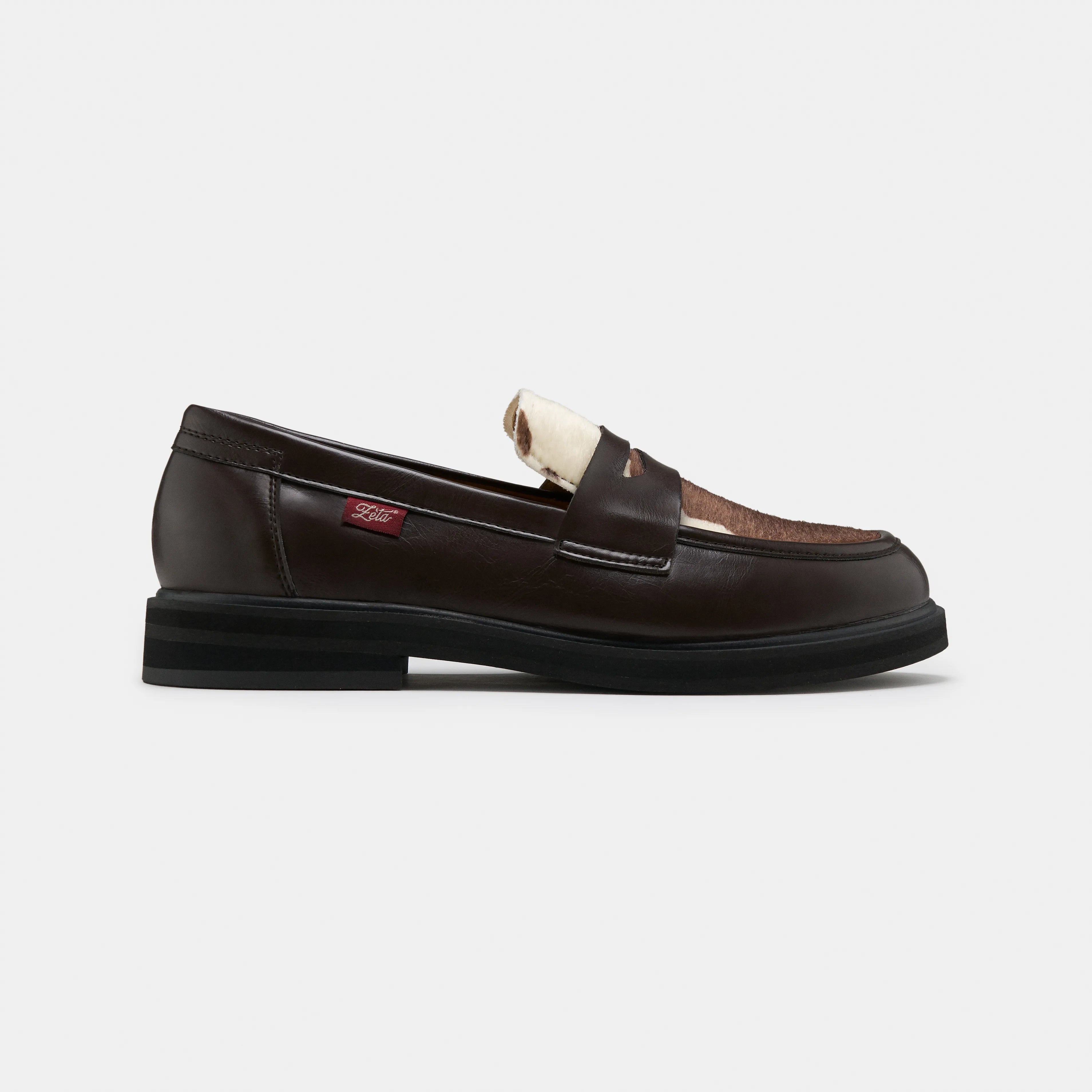 Zèta Loafers Unisex Douro Koe Print Bruin/Wit