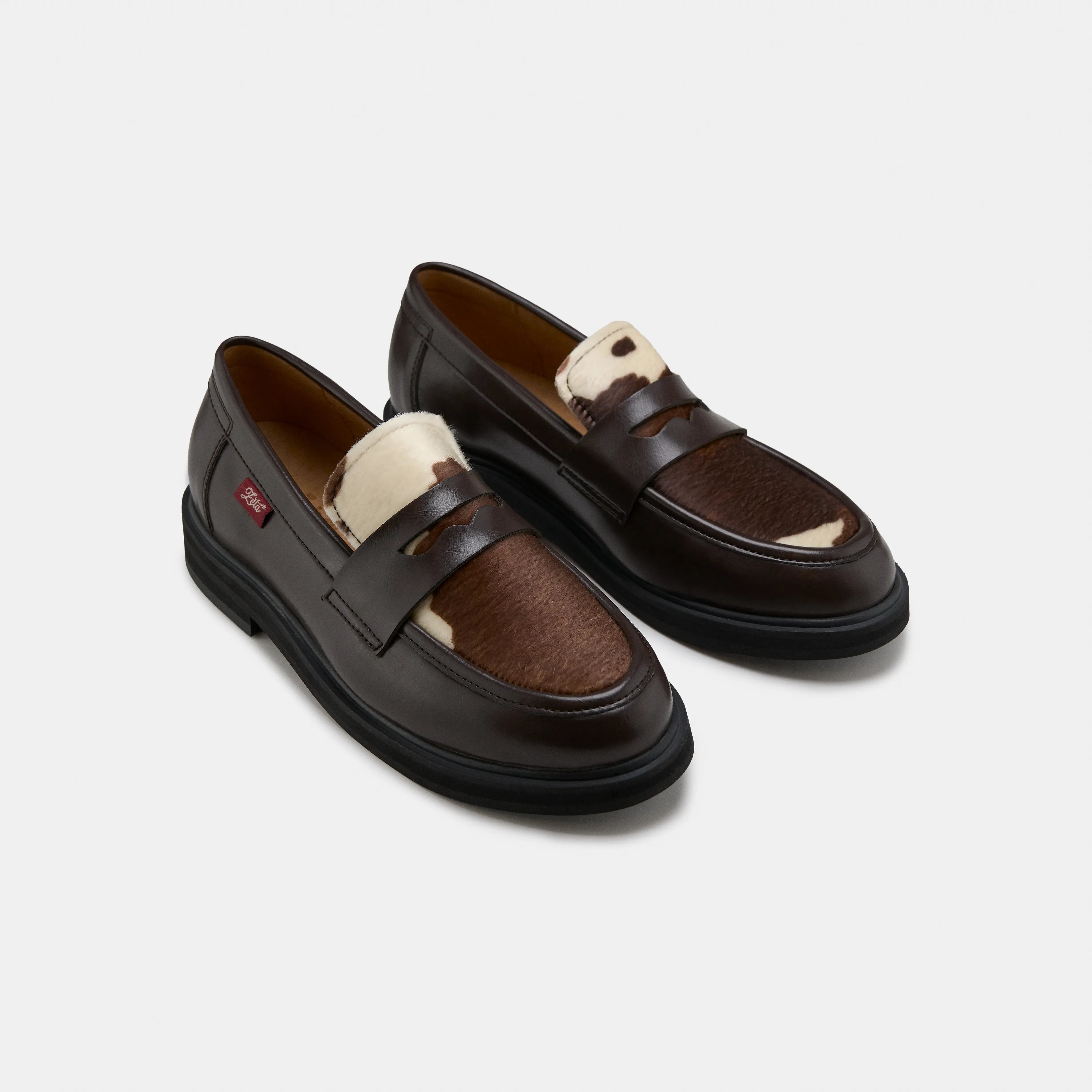 Zèta Loafers Unisex Douro Koe Print Bruin/Wit