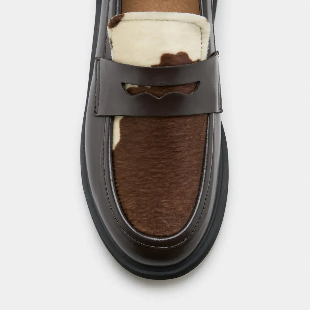 Zèta Loafers Unisex Douro Koe Print Bruin/Wit