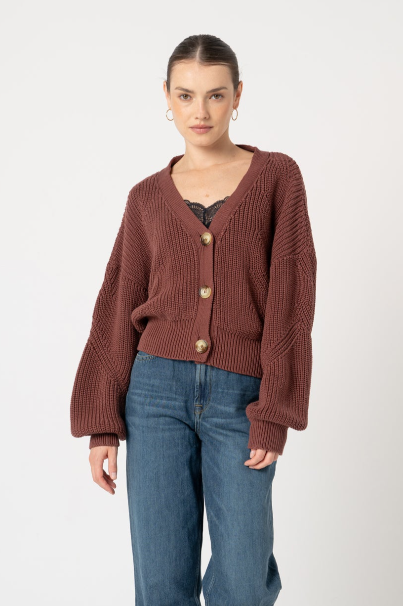 Image of LOVJOI dames vegan Cardigan Antoinette Donker Kastanjebruin