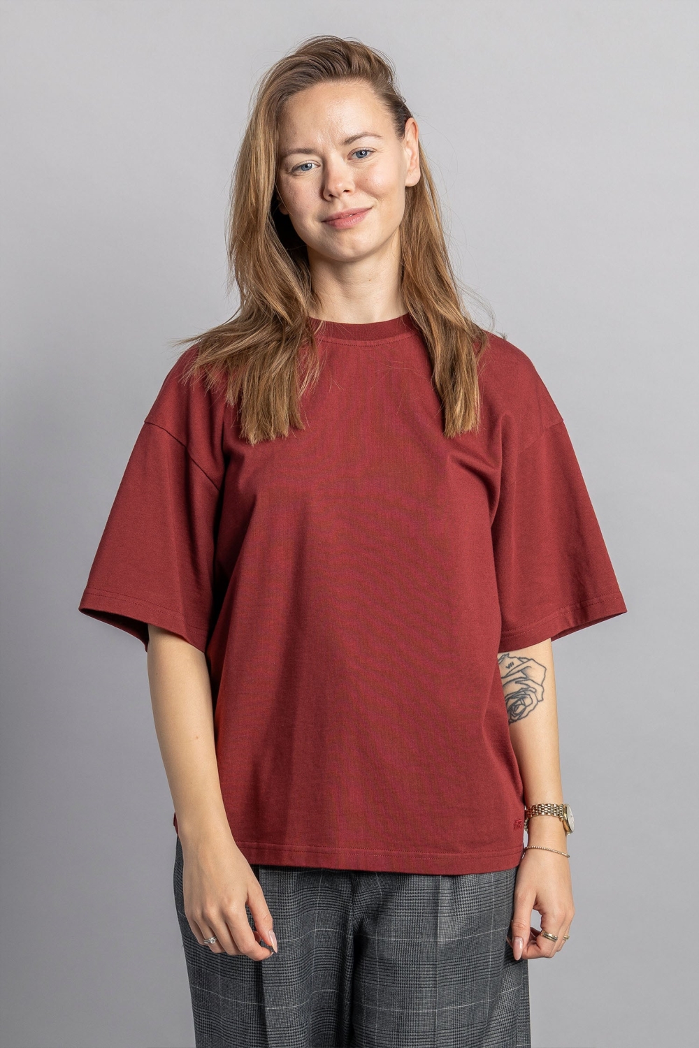 DIRTS men vegan T-Shirt Heavy Boxy Royal Burgundy