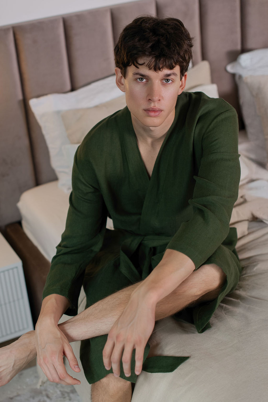 109086 - Herren vegan Bademantel Waldgrün 109086 - Herren vegan Bademantel Waldgrün