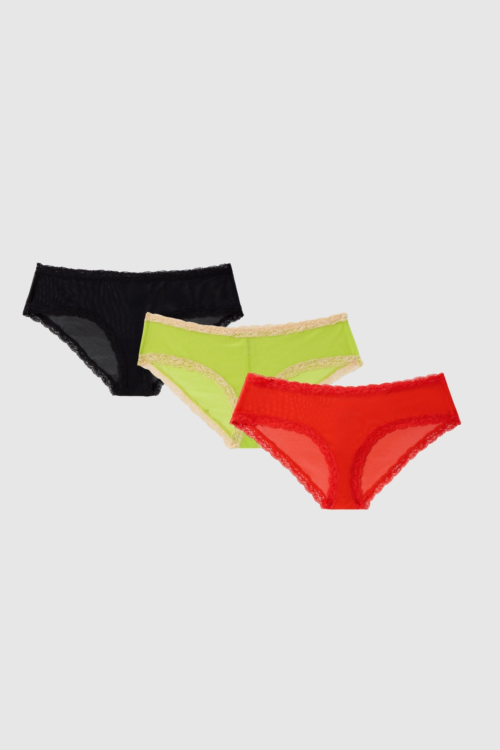 Image of Understatement dames vegan Multipack 3x Slips Mesh Kant Multicolor