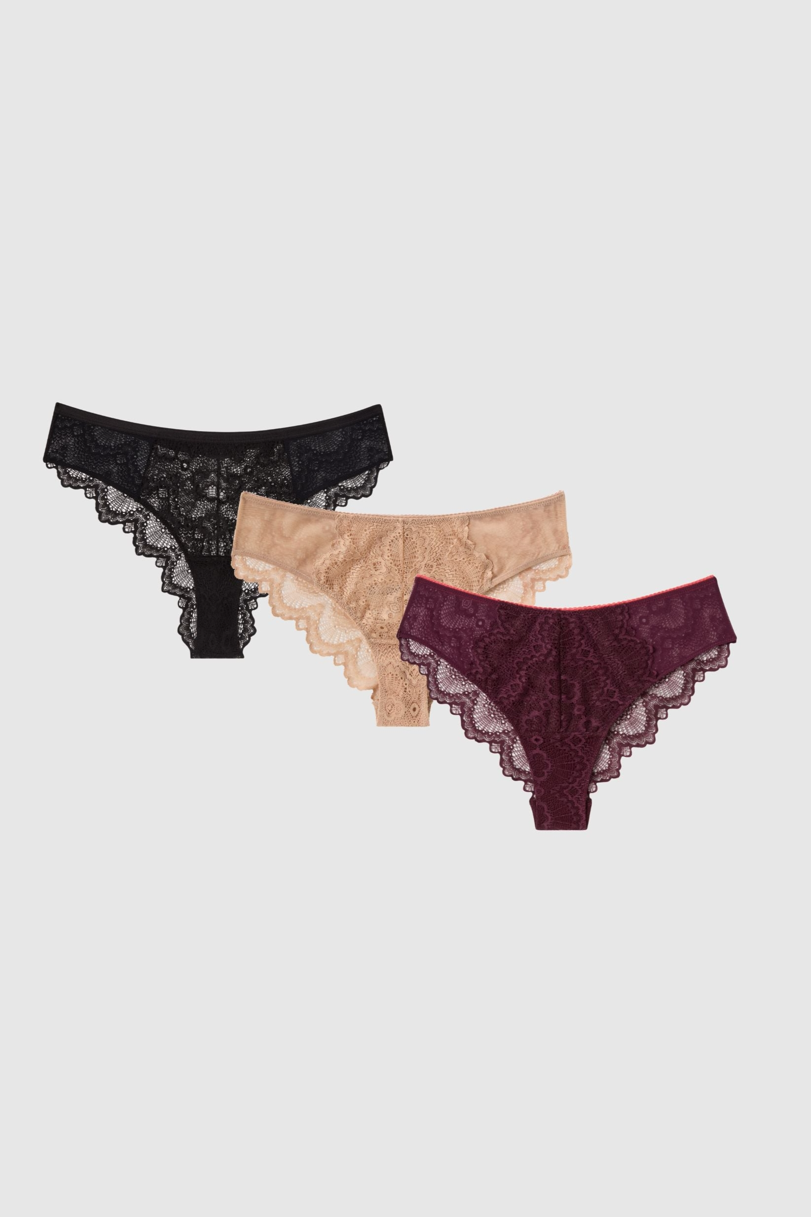 Understatement Damen vegan Multipack 3x Slips Lace Cheeky Multicolor