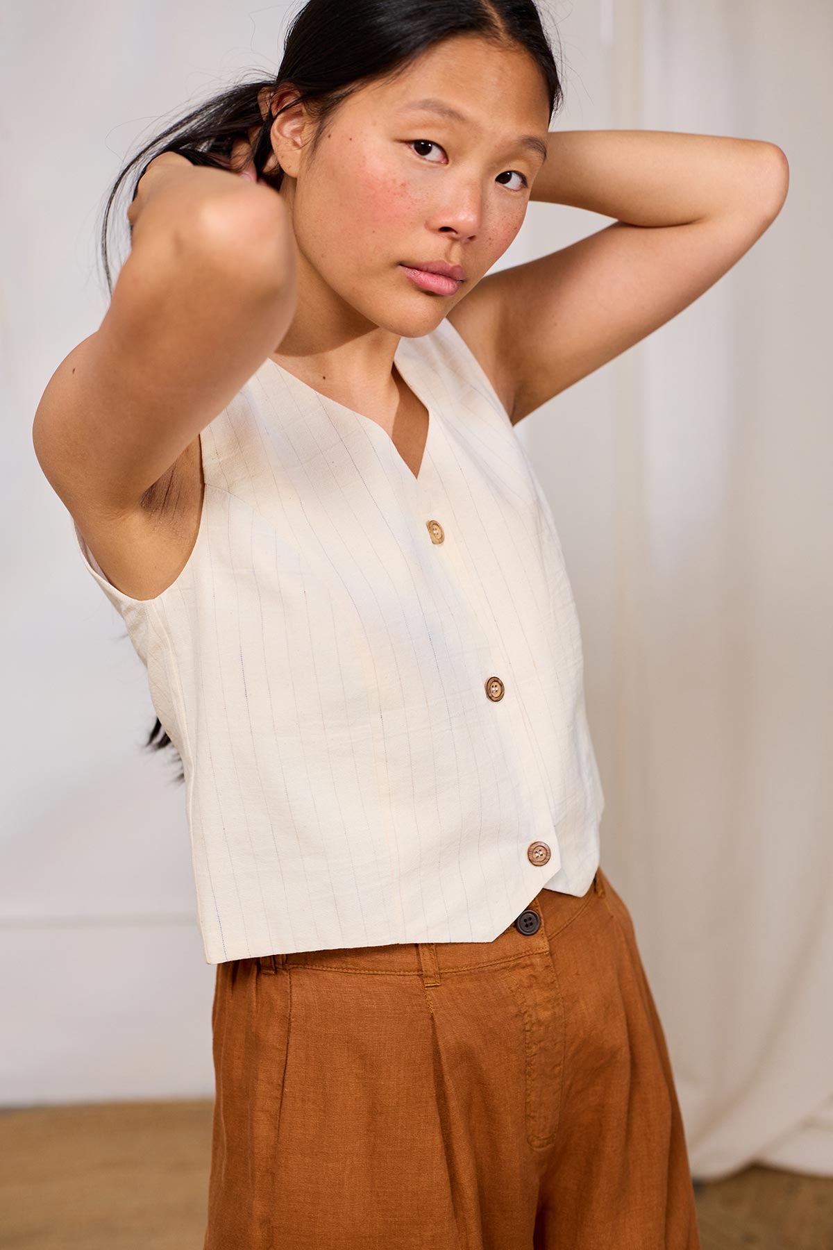 Image of TWOTHIRDS dames vegan Vest Kaloko Neutral Strepen