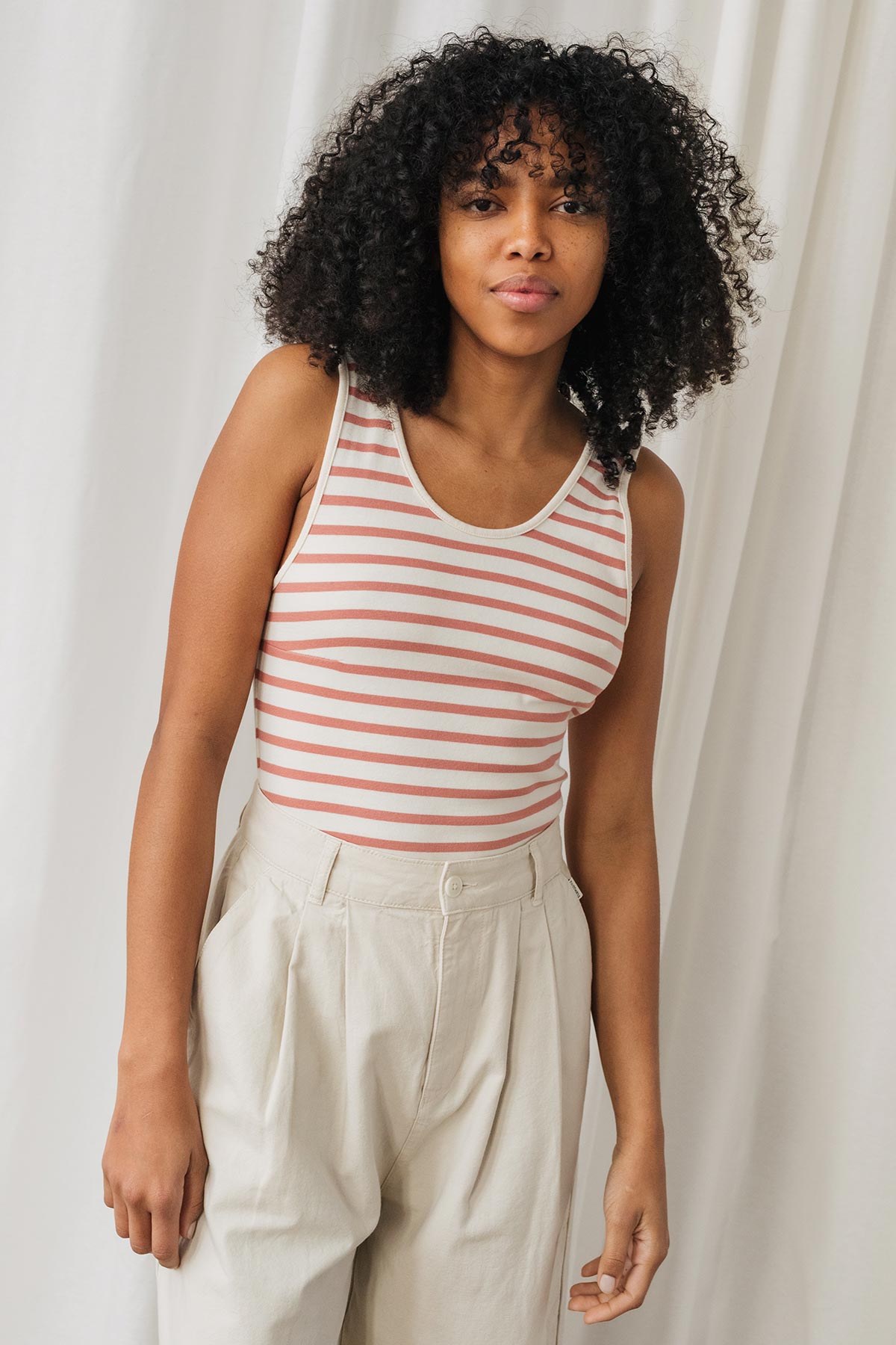Image of TWOTHIRDS dames vegan Bodysuit Boko Roze Strepen Roze