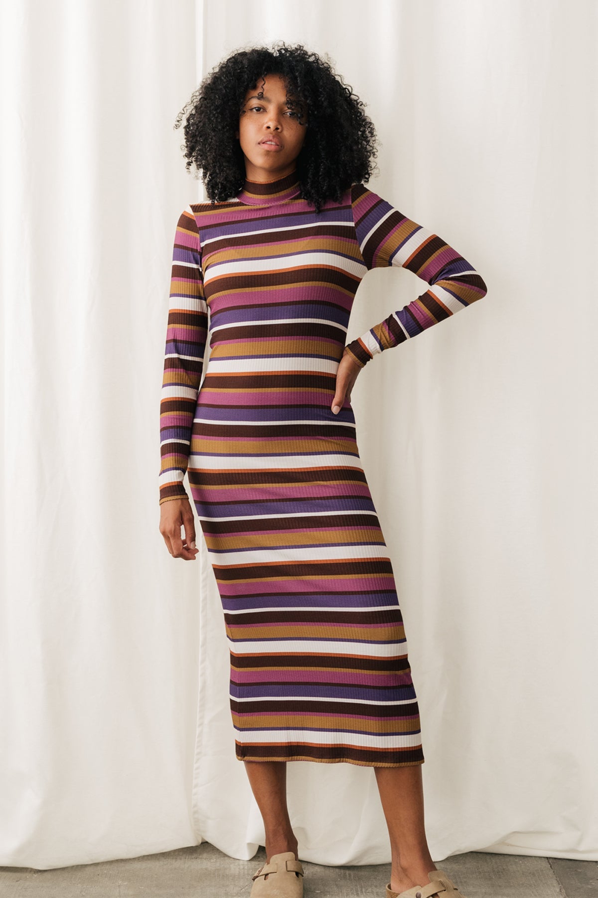 TWOTHIRDS Damen vegan Kleid Barleycove Mehrfarbig Gestreift