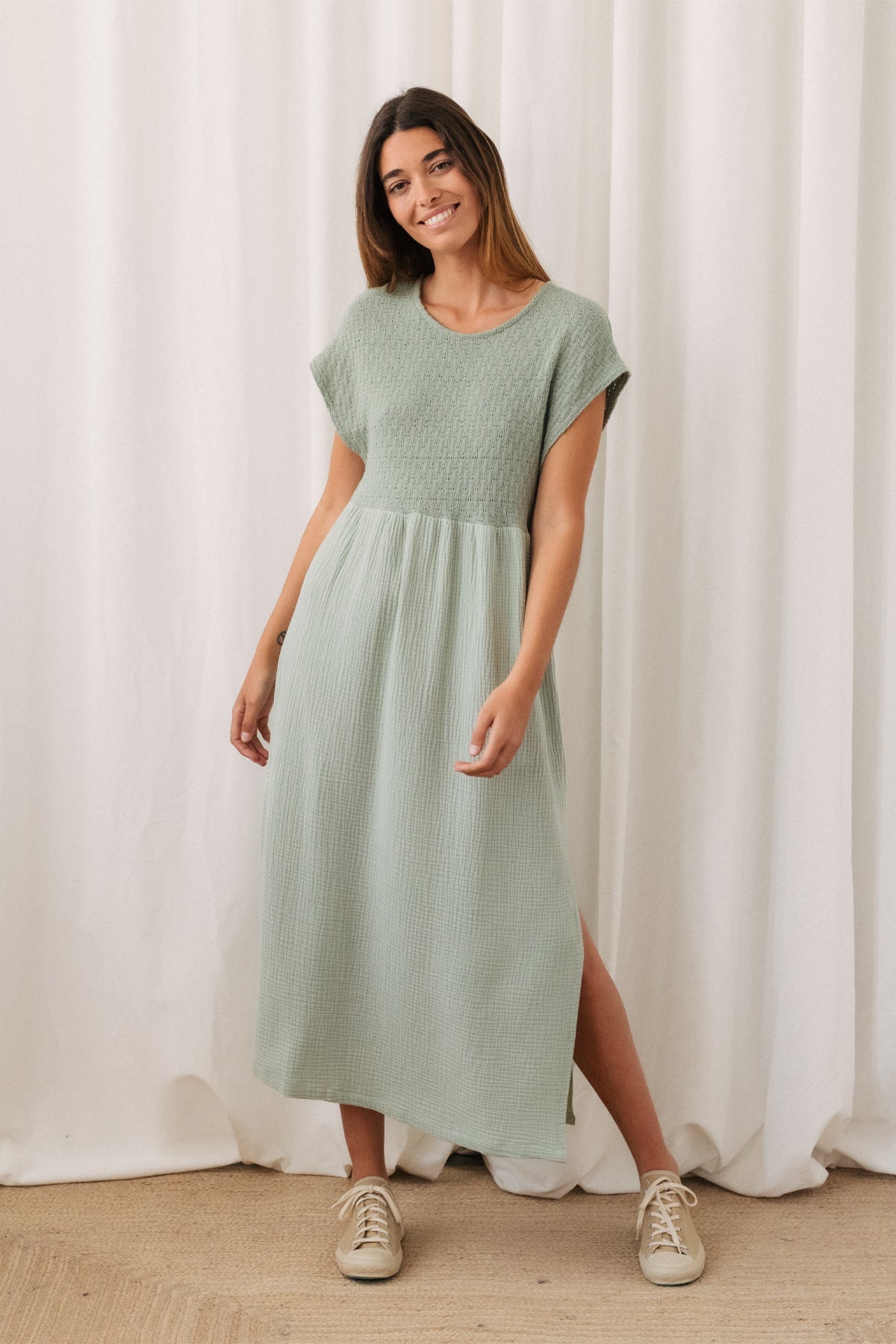 TWOTHIRDS Damen vegan Kleid Simonszand WÃ¼ste Salbei GrÃ¼n