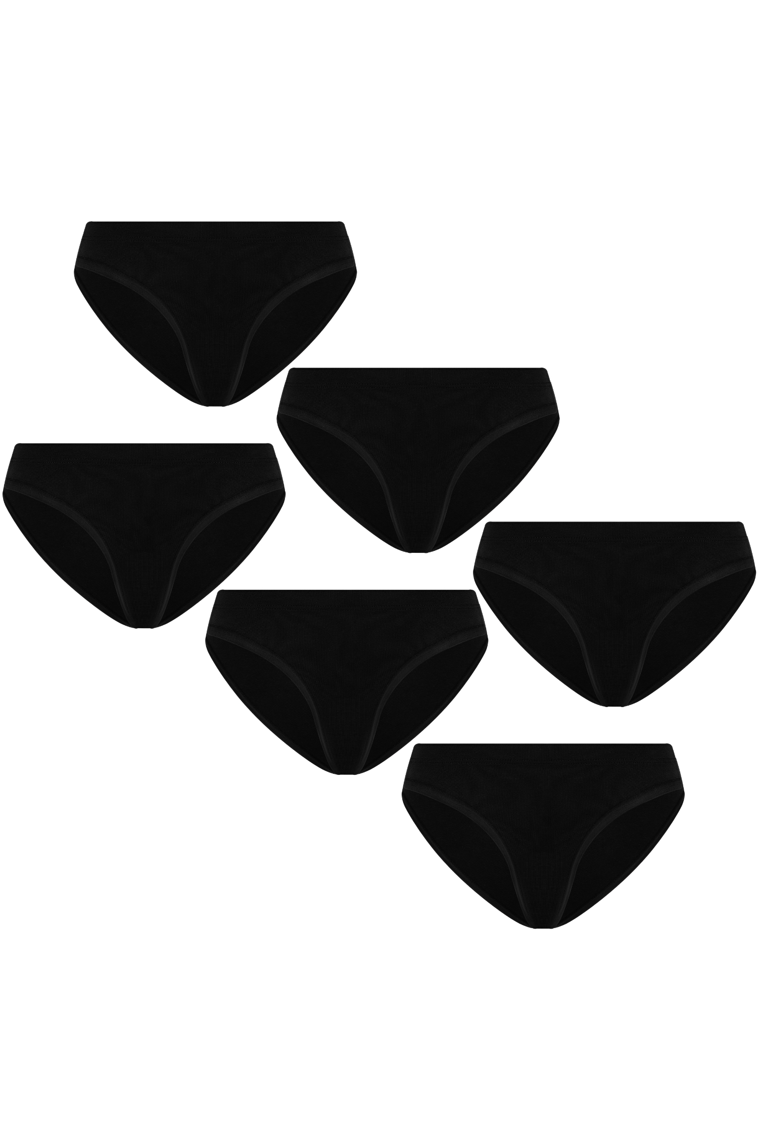 109277 - Damen vegan Multipack 6x Slips Ohne Spitze Schwarz