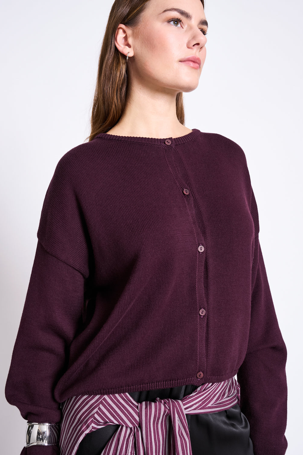 Image of JAN 'N JUNE dames vegan Cardigan Light Asas Cherry Lacquer
