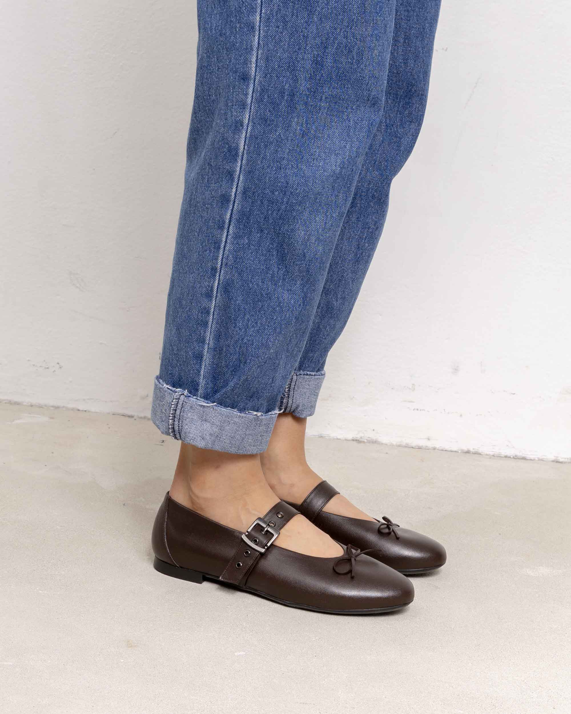 BOHEMA womens vegan Ballet Flats Mara Chocolate Brown