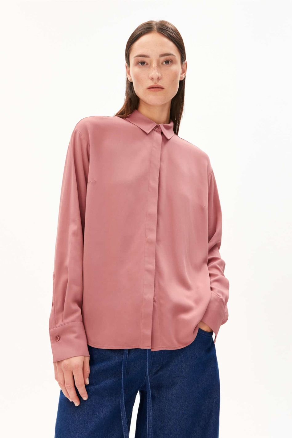 Image of ARMEDANGELS dames vegan Blouse Lange Mouw Larisaana Roze