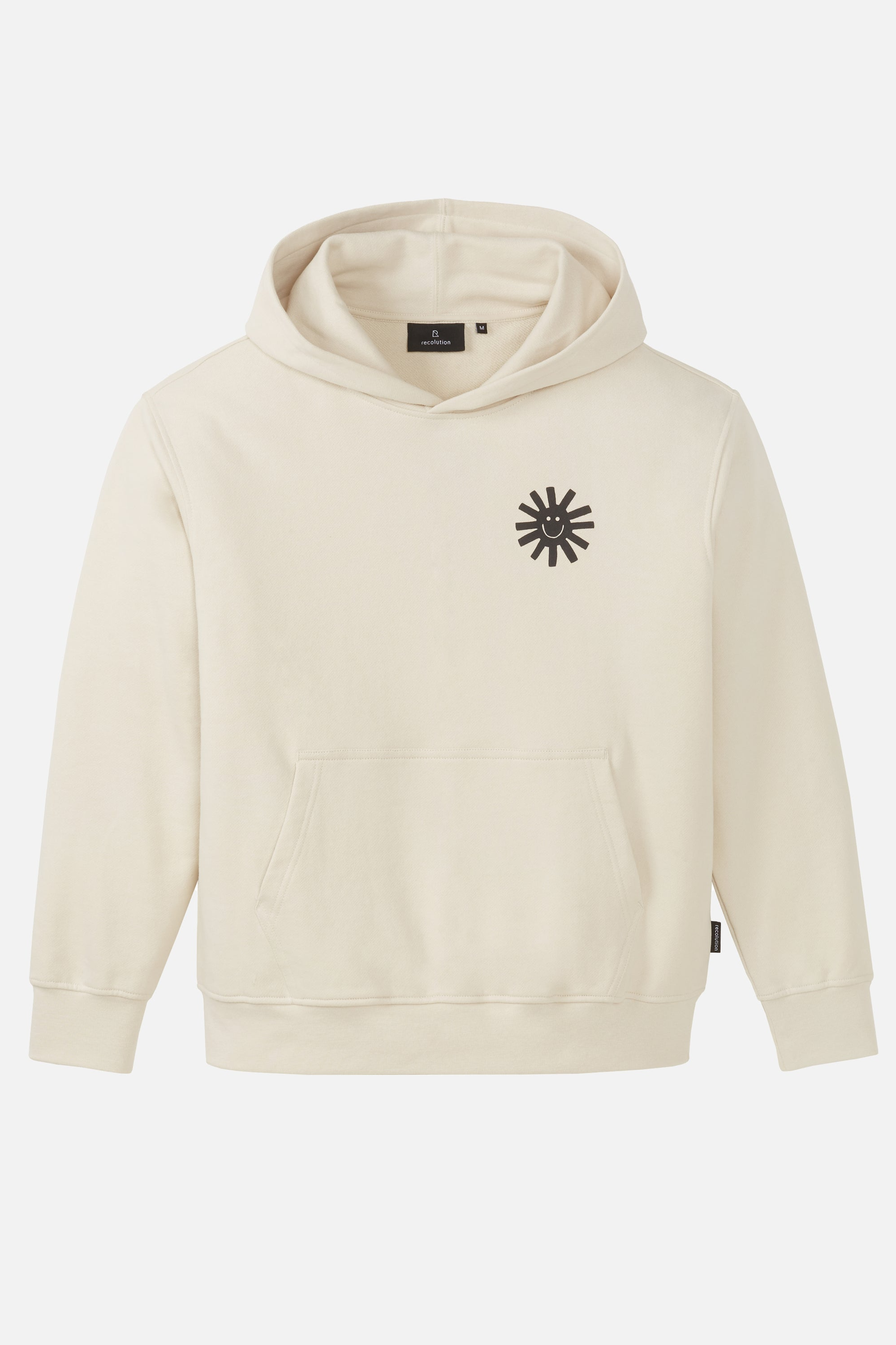 Recolution Herren vegan Hoodie Olive Sun Smile Arctic White