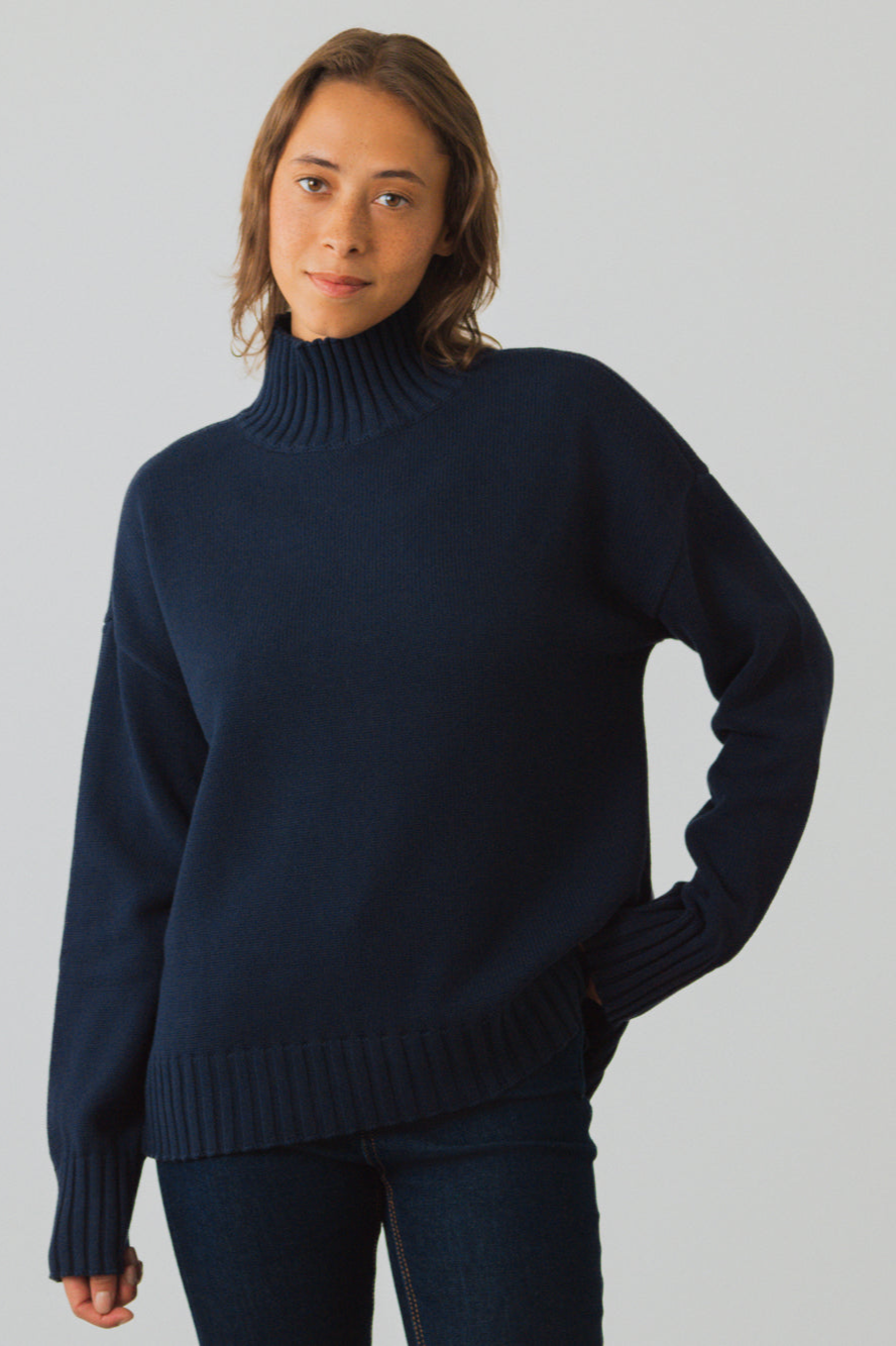 Honest Basics womens vegan Jumper Mock Midnight