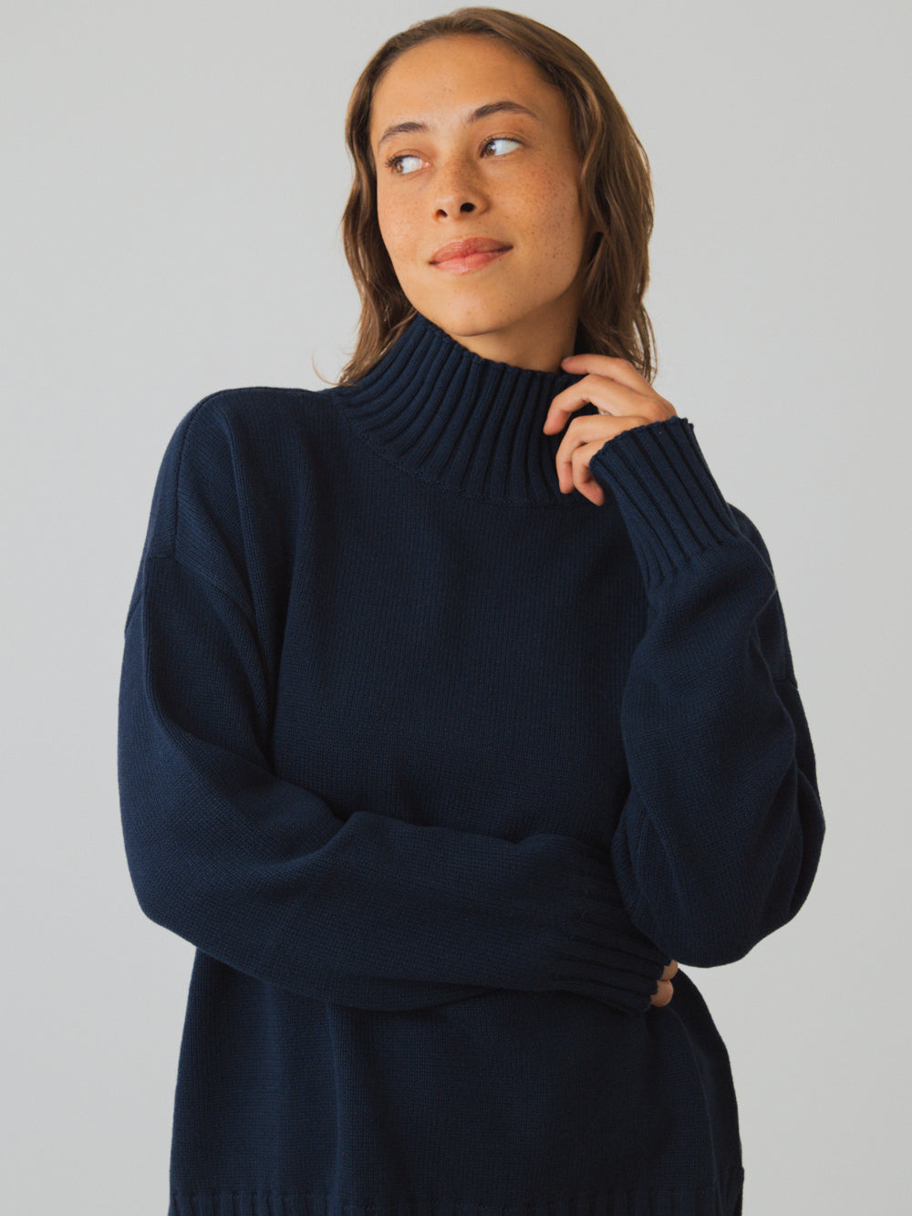Honest Basics womens vegan Jumper Mock Midnight
