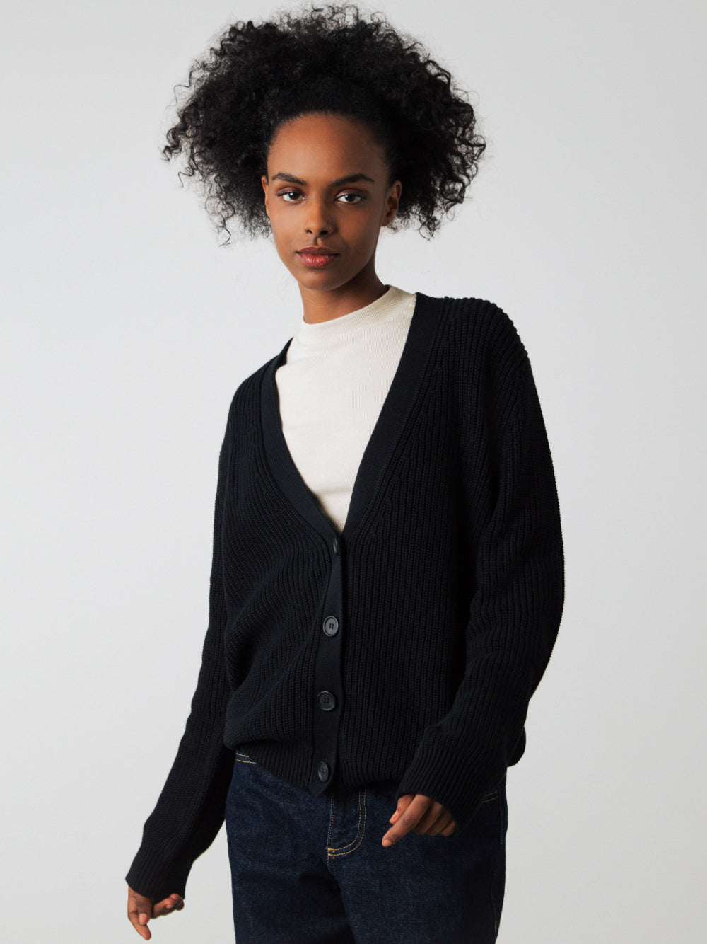 Honest Basics womens vegan Cardigan Chunky Black