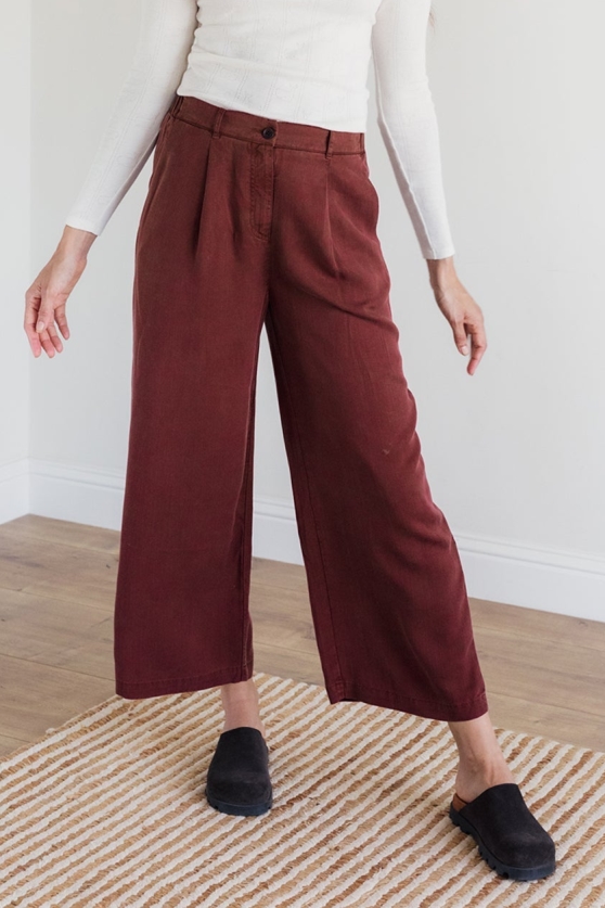 TWOTHIRDS Damen vegan Hose Nanpu Weinrot