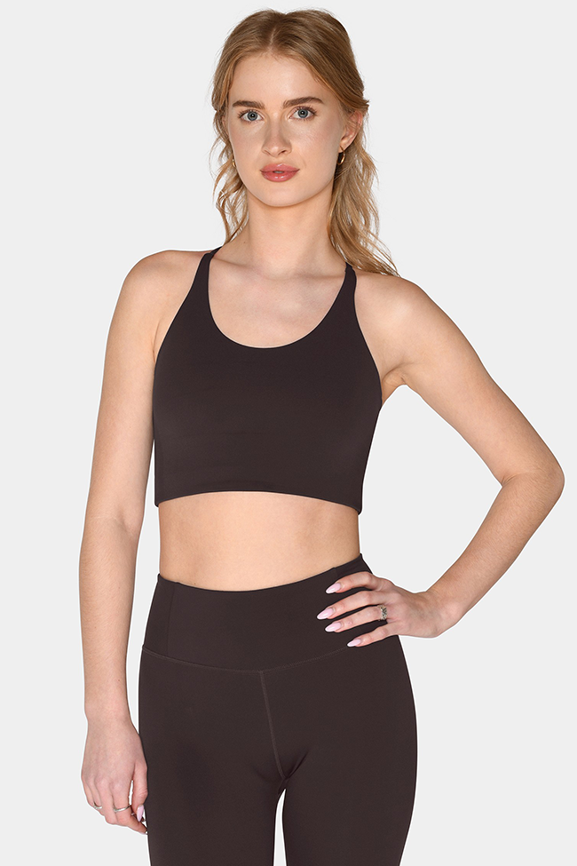 Girlfriend Collective womens vegan Sports Bra Float Cleo Brown