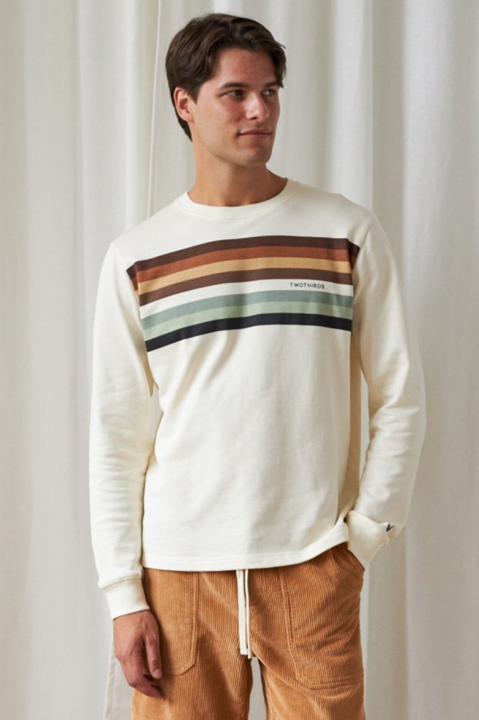Image of TWOTHIRDS mannen vegan Sweatshirt Mouli Ecru Strepen